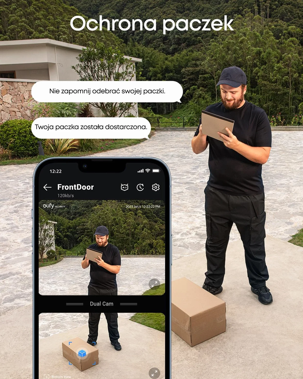 eufy Security kamera Video Doorbell Dual (zasilana baterią) z Homebase, podwójna detekcja ruchu, wykrywanie paczek, 2K HD, rozpoznawanie rodziny, bez miesięcznych opłat, 16 GB lokalnej pamięci