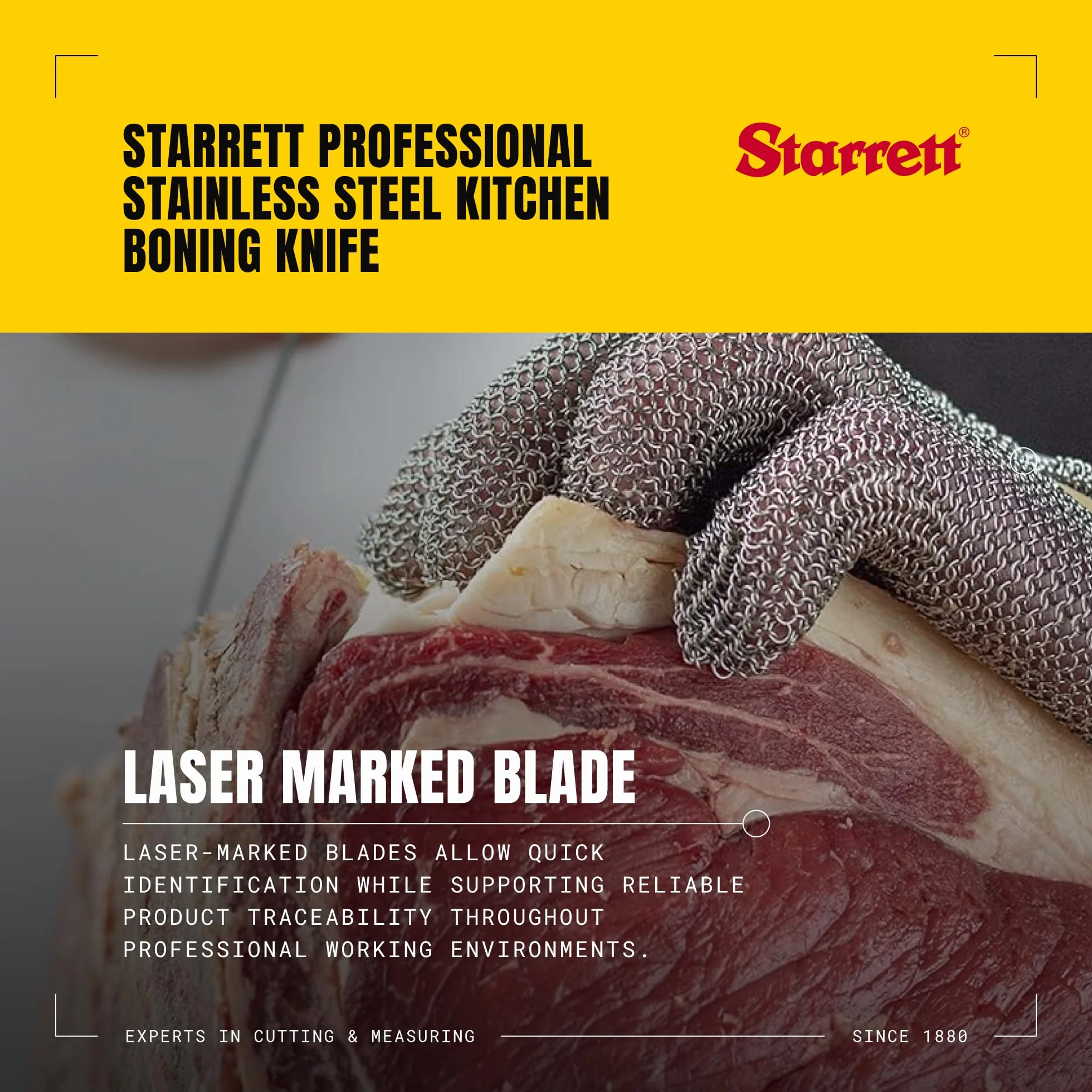Starrett Nóż do kości wąski zakrzywiony 6" (150 mm) czerwony uchwyt BKR106-6