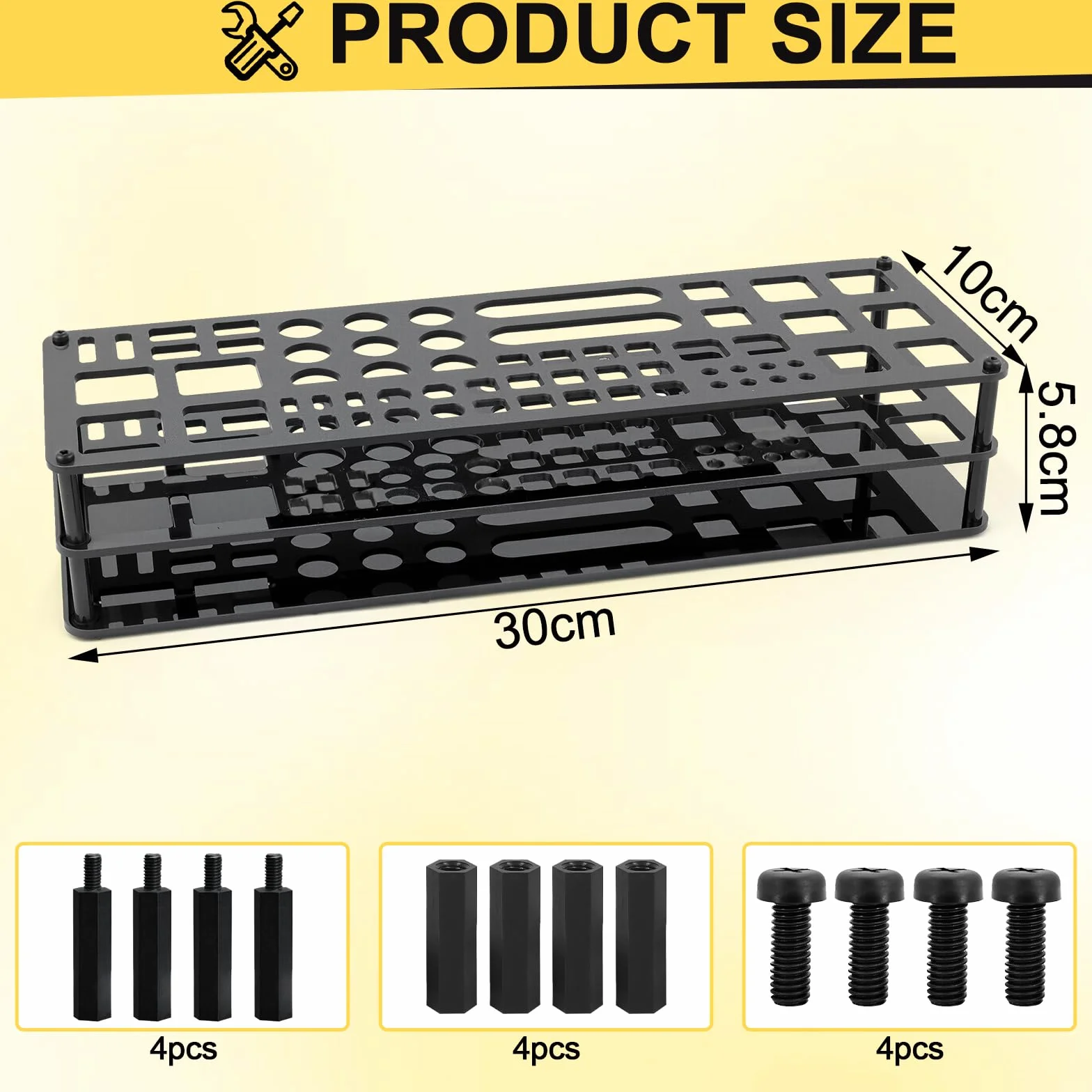Uchwyt na śrubokręt, 63 otwory, organizer na narzędzia, uchwyt na szczypce, wielofunkcyjny uchwyt na narzędzia do warsztatów, garaży i stołów warsztatowych, czarny