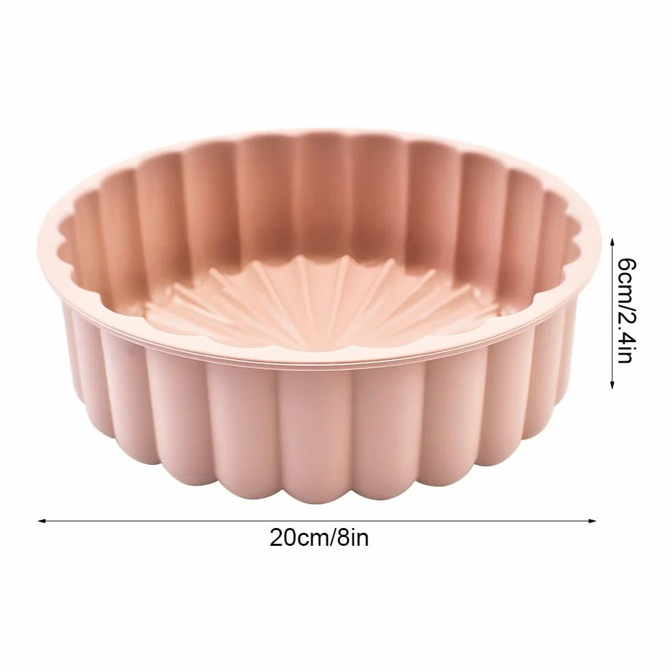 Silikonowa forma do pieczenia, okrągła, 20 cm (8 cali) – forma do ciasta warstwowego, sernika, ciast tęczowych i chleba