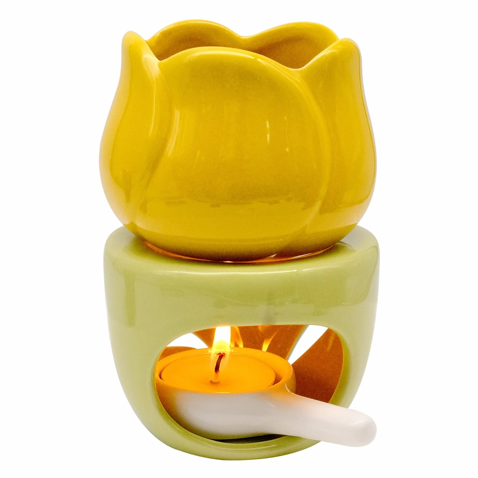 Palnik olejków eterycznych, ceramiczna lampa zapachowa do olejków eterycznych, ceramiczny palnik olejków eterycznych z łyżką do świec