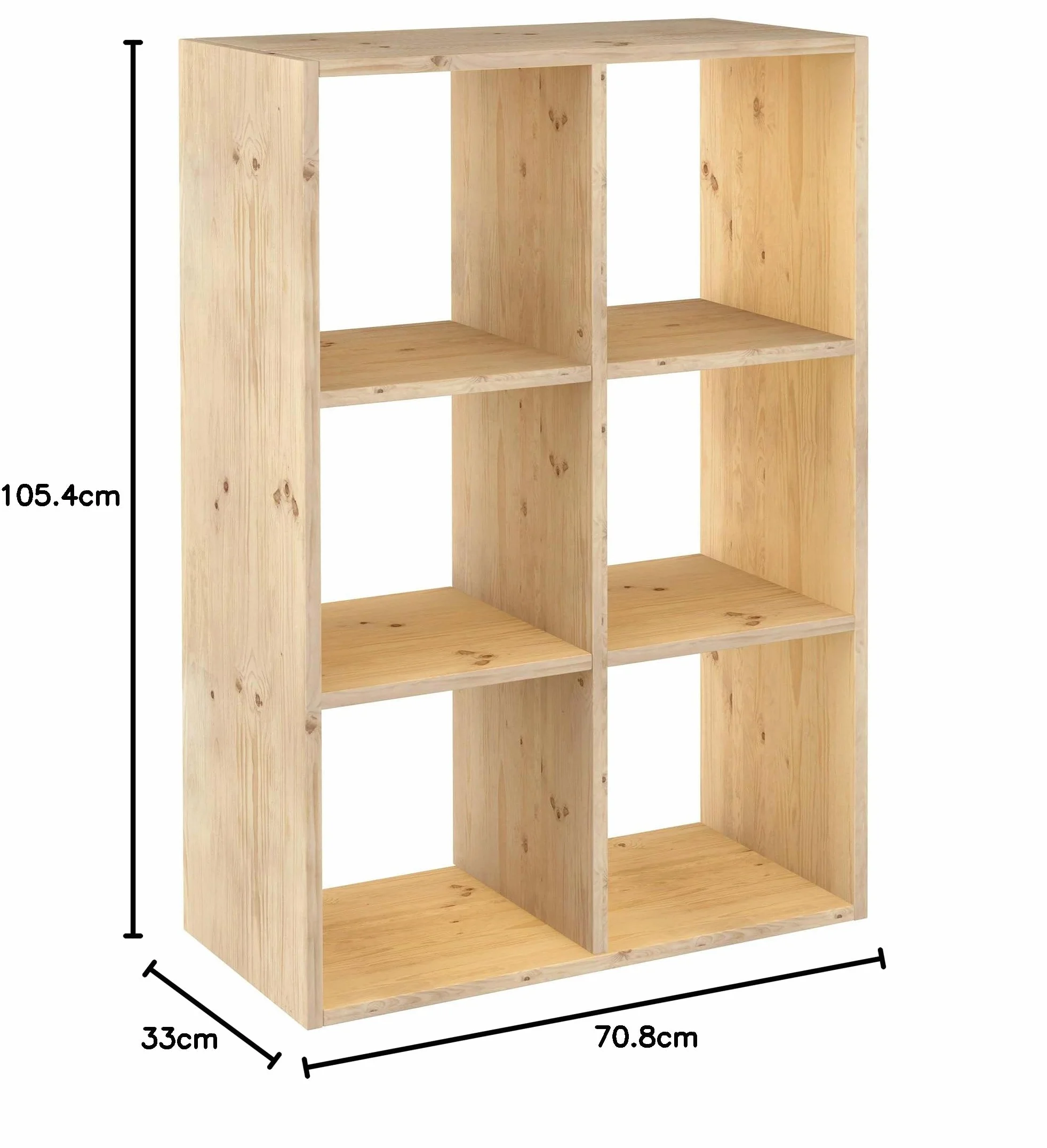 Astigarraga Kit Line Regał modułowy 6 kostek Dinamic, lite drewno sosnowe - 105,4x70,8x33 cm