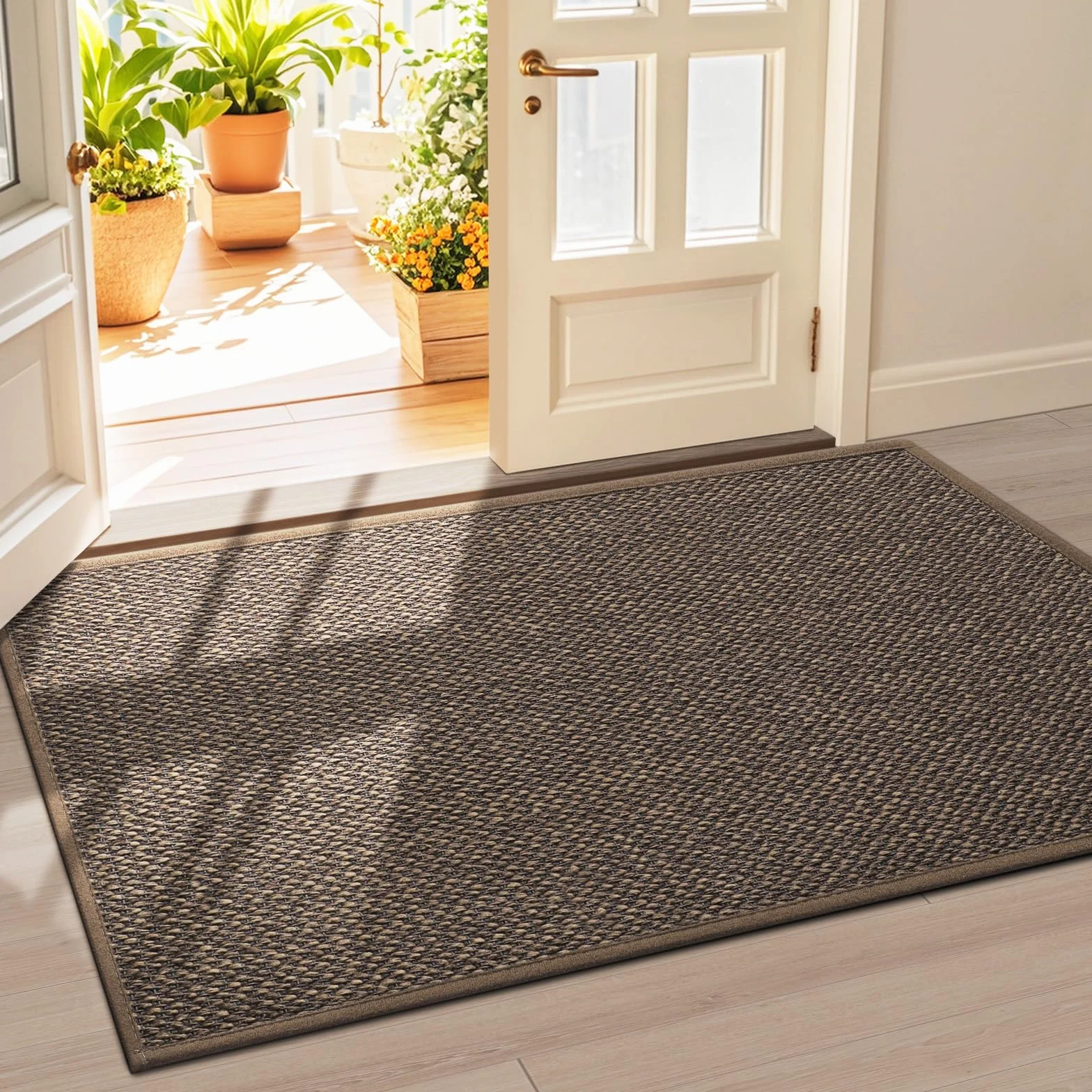 LEKEEPGO Wycieraczka 91 cm x 150 cm, antypoślizgowa wycieraczka do drzwi wejściowych, gumowe podłoże, zmywalna wewnętrzna wycieraczka do drzwi, chłonna, niskoprofilowa, wejściowa, odporna na