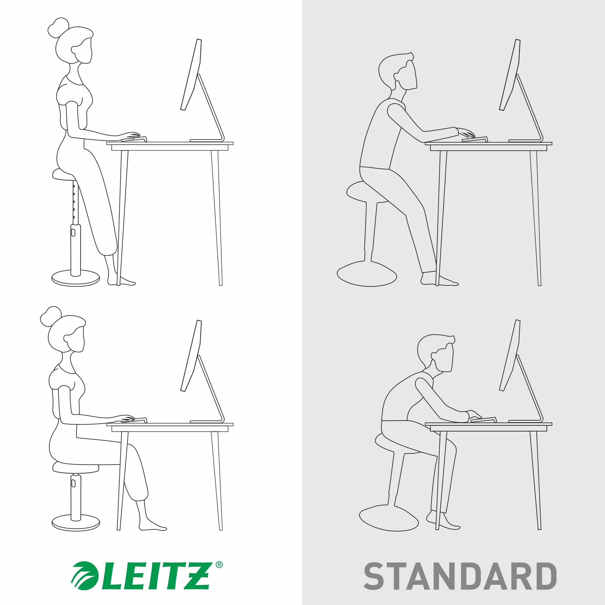 Leitz, Stołek do Aktywnego Siedzenia i Stania Leitz Ergo Cosy, do Biura, Regulacja Wysokości 46–79 cm, Kolor Morski Niebieski (65180061)