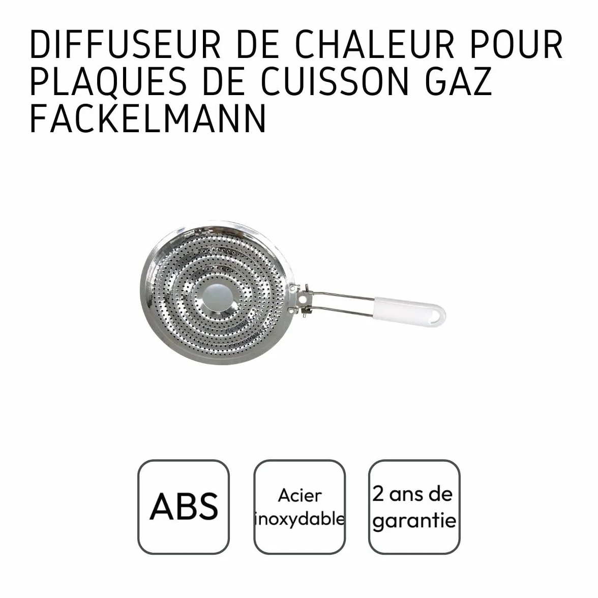 Fackelmann 682074 Dyfuzor ciepła do płyty kuchennej, akcesoria do gazu, biały, stal nierdzewna, 20,5 cm