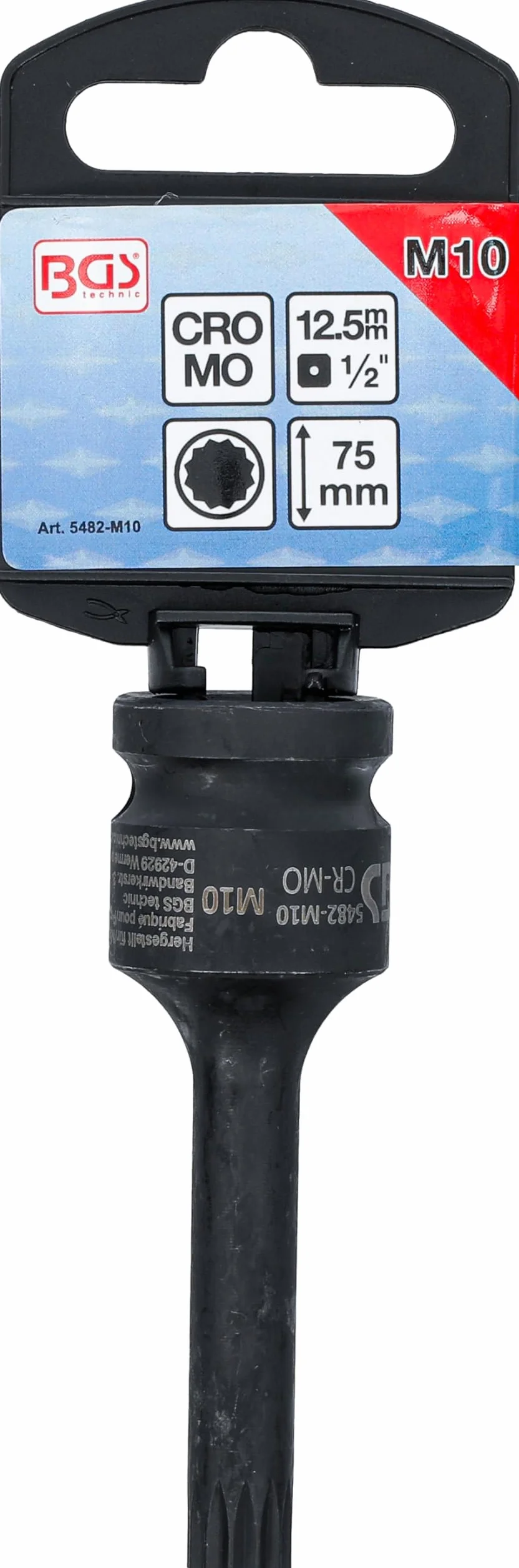 BGS 5482-M10 | Nasadka udarowa do bitów | długość 75 mm | 12,5 mm (1/2") | gniazdo wielokątne (do XZN) M10