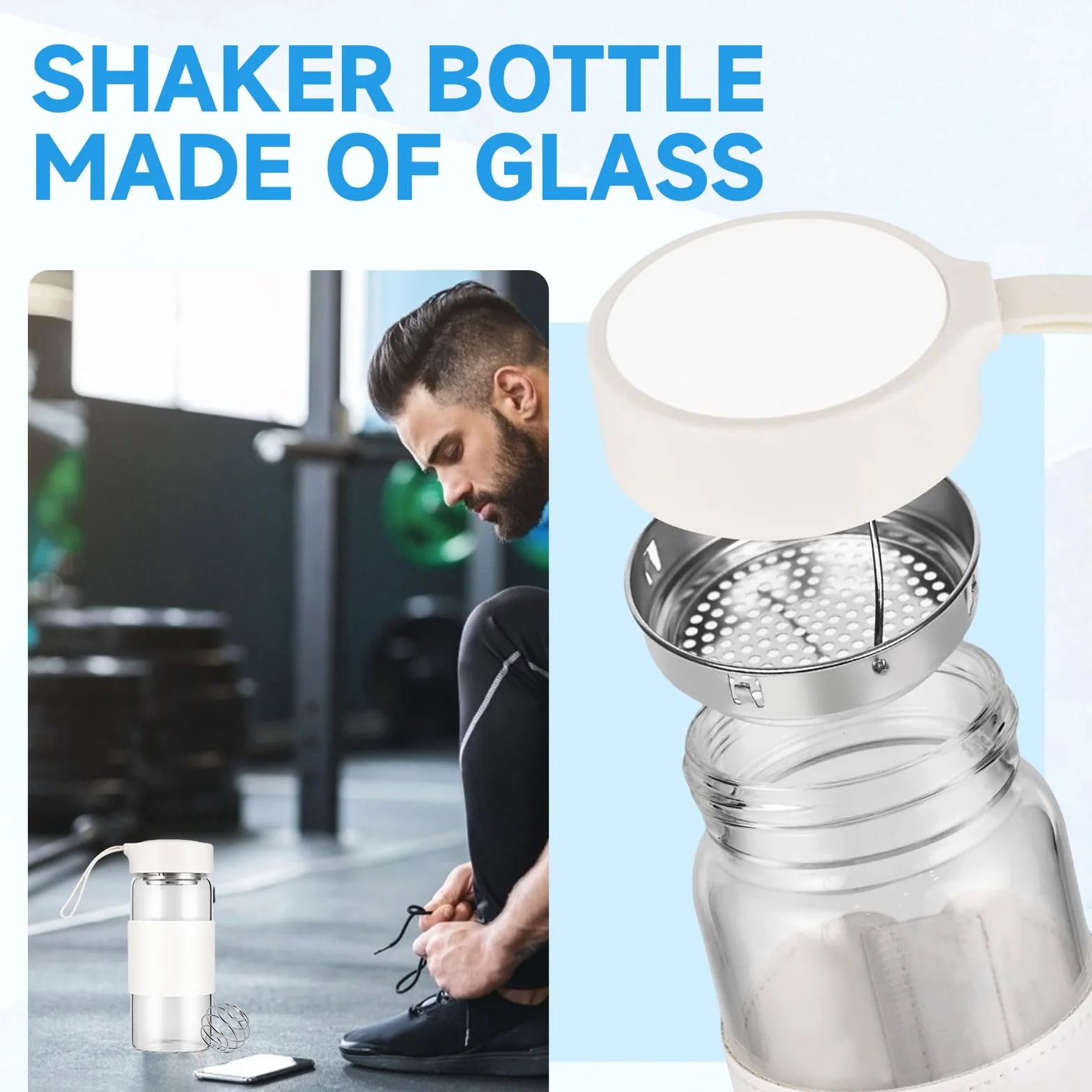 Shaker Proteinowy 470 ml ze Stali Nierdzewnej 304, bez BPA, z Kulką do Mieszania