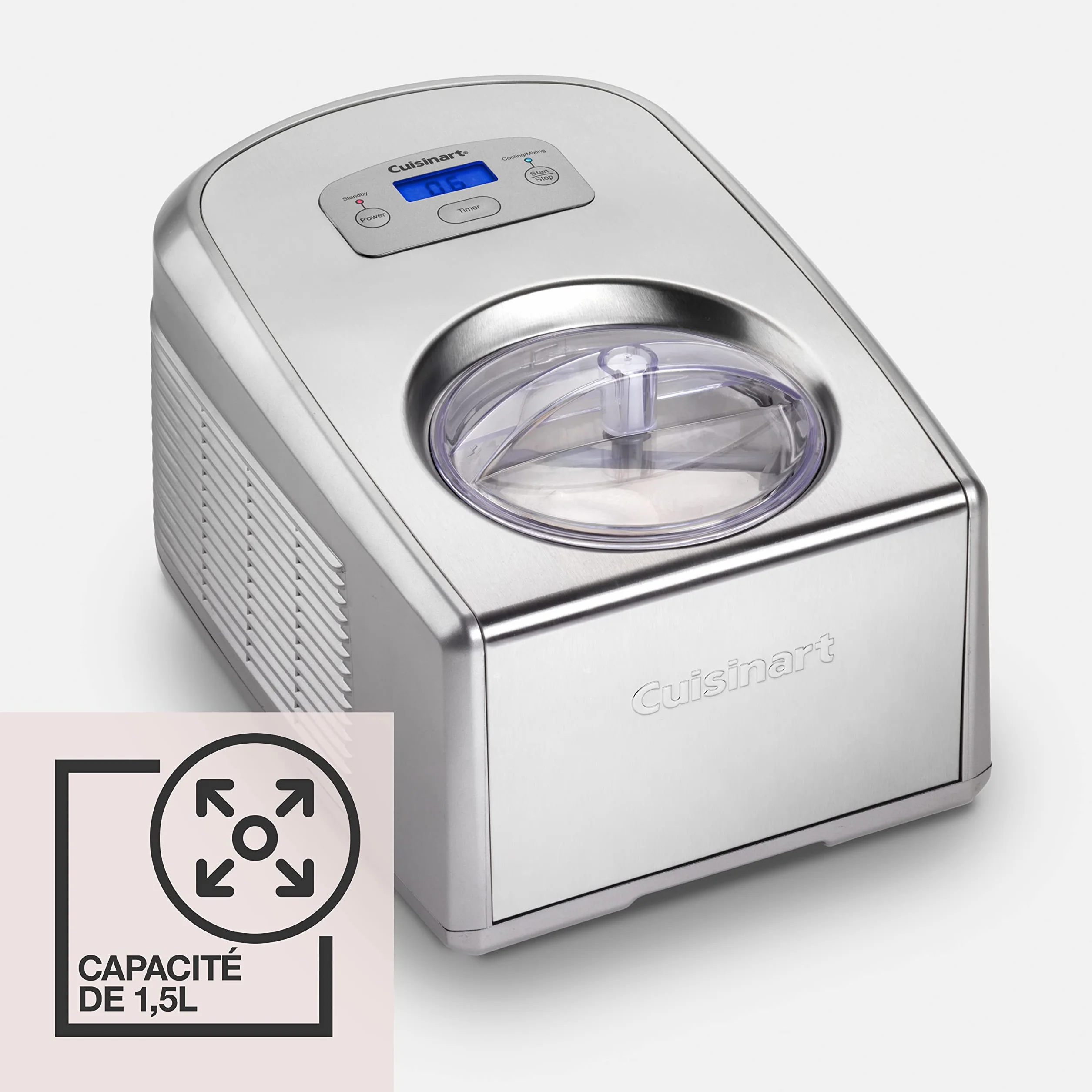 Cuisinart ICE100E Professional Maszynka Do Lodów, Stal Nierdzewna, 150 W, 1,5 L, Srebrny