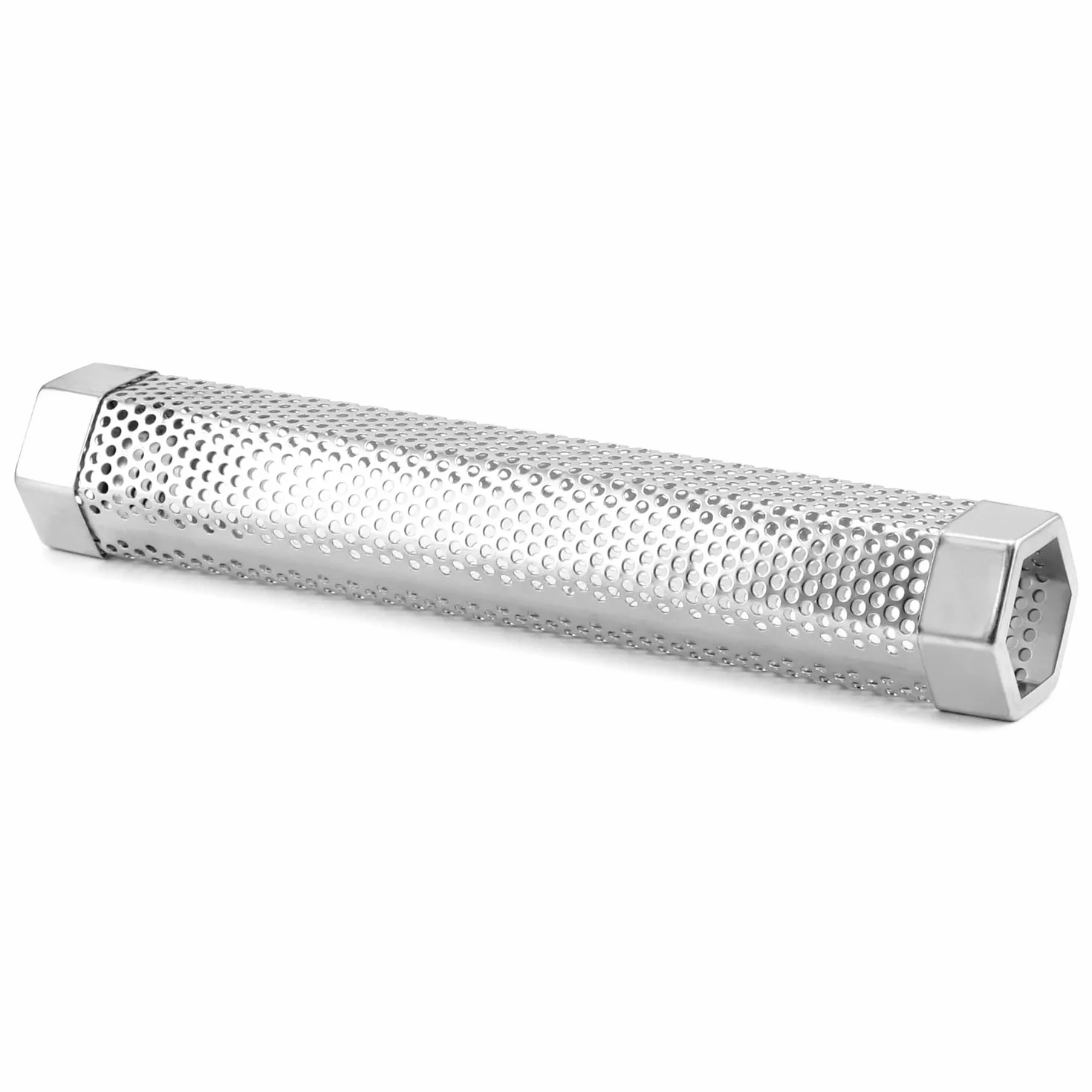 QWORK 30 cm rura wędzarnicza ze stali nierdzewnej do grilla na pelety, sześciokątna rura wędzarnicza premium do wszystkich grilli, wędzenia na gorąco/zimno, grillowanie na węgiel drzewny