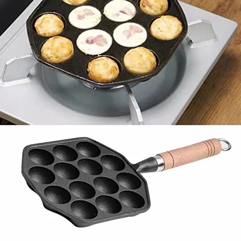 Patelnia Takoyaki Żeliwna Nieprzywierająca 14 otworów do Smażenia