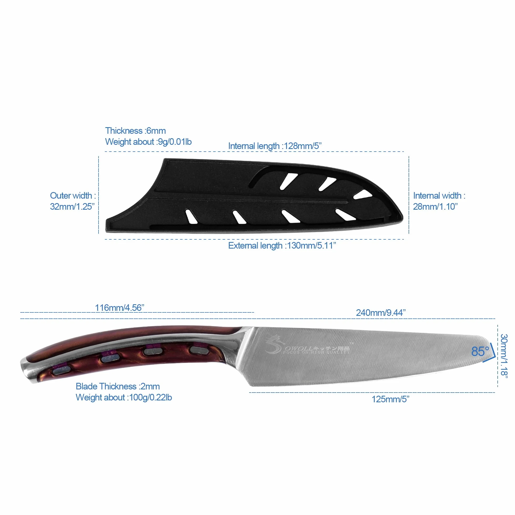 XYJ Stainless Steel Utility Knife, 5 Inch Kitchen Knife With Sheath, Meat Cleaver for Meat Cutting, Vegetable Fruit Slicer Knife, Portable Outdoor Camping for Special Day