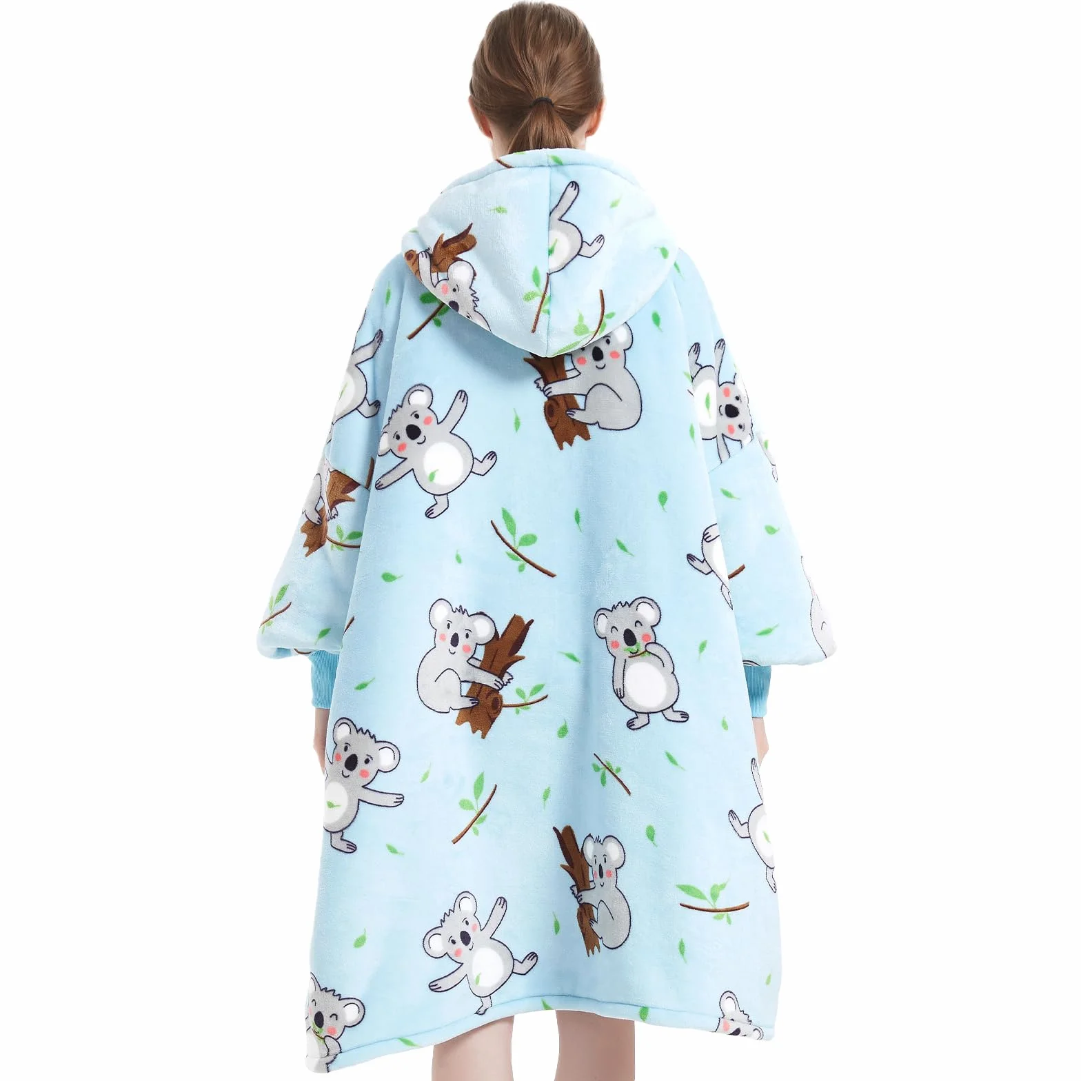 Wenlia Ponadwymiarowy koc z kapturem bluza dla kobiet, nadruk flanelowy koc sherpa, duża kieszeń, super miękka, ciepła, przytulna, gruba bluza z kapturem, jeden rozmiar, pasuje do wszystkich - prezent
