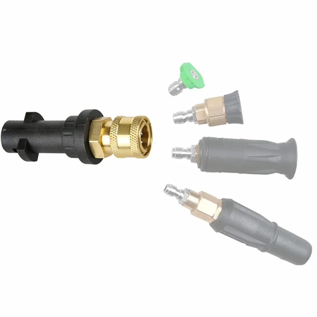 Wysokociśnieniowa Adapter Pistoletu do Myjki Ciśnieniowej 1/4", K2 K3 K4 K5 K6 K7, Szybkozłączka żeńska, z 5 Końcówkami Dysz