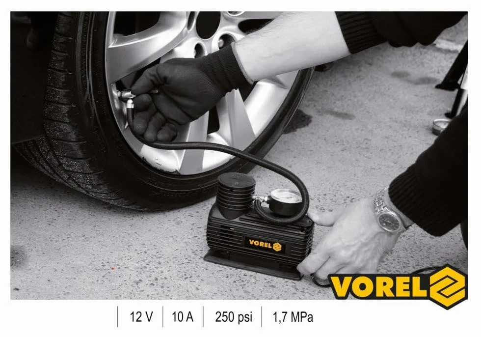 VOREL 82100 mini sprężarka powietrza, czarna