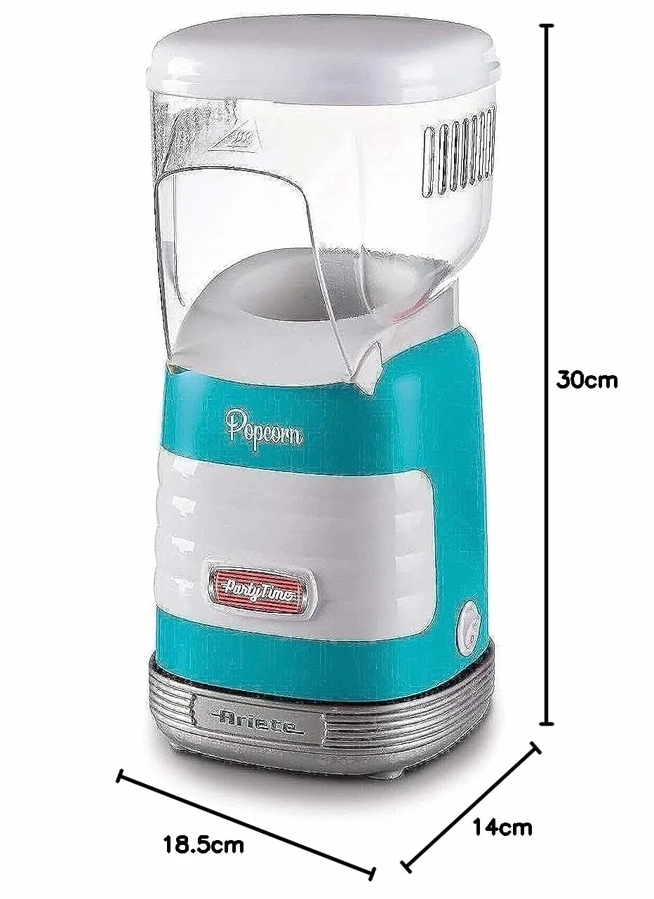 Ariete 2956 maszyna do popcornu, 1100 W, na 60 g kukurydzy, popcorn gotowy w 2 minuty, niebieski