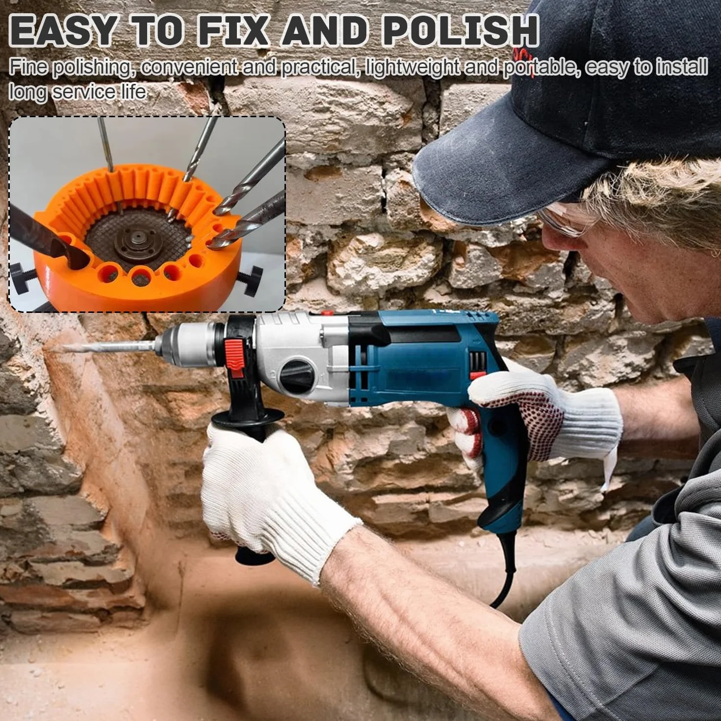 Narzędzie do szlifierki do wiertarki 125 mm 2-13 mm z tworzywa sztucznego pomarańczowy