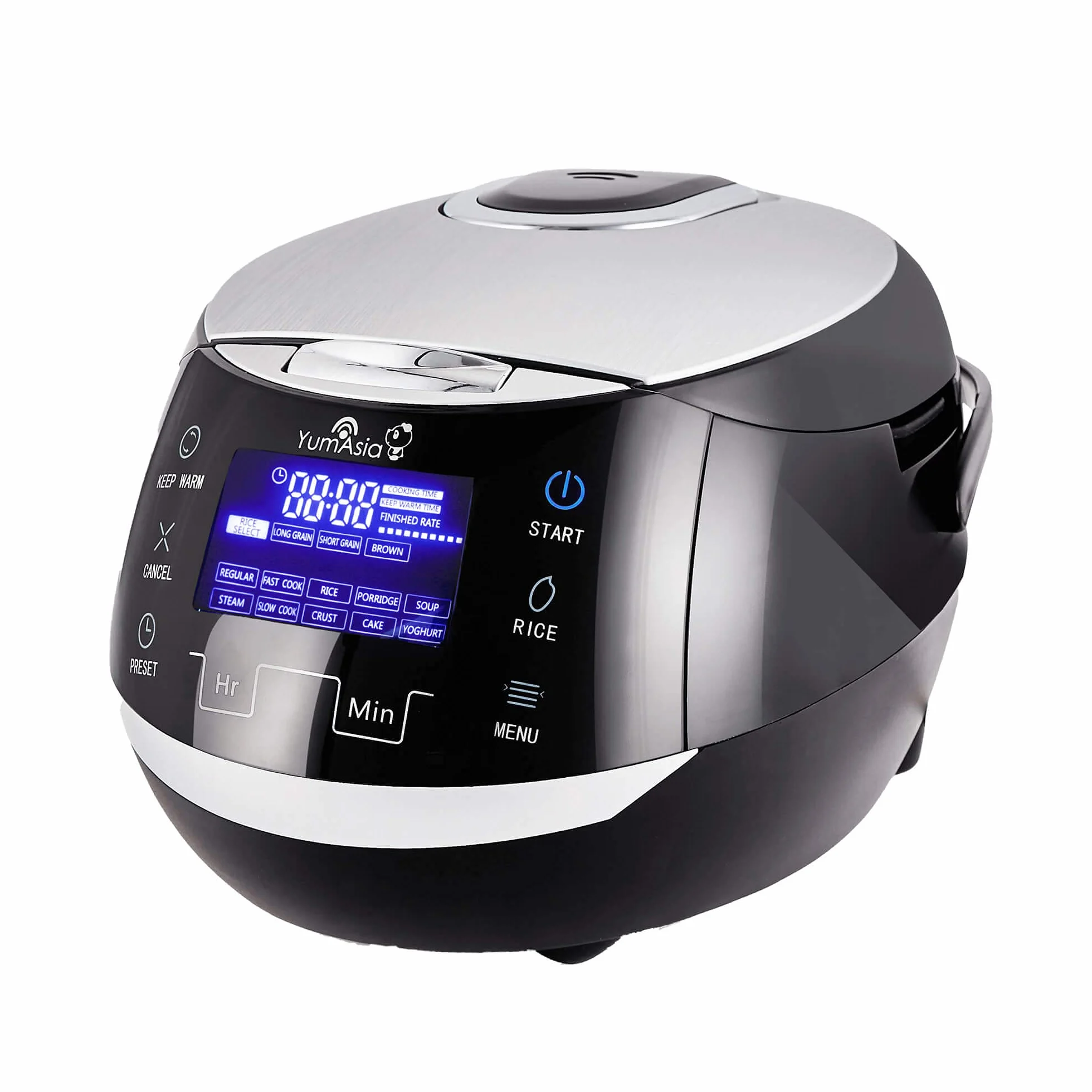 Yum Asia Sakura szybkowar z ceramiczną miską i Micom Fuzzy Logic (YUM-EN15) 6 funkcji gotowania ryżu, 6 funkcji wielofunkcyjnych, wyświetlacz LED Motouch (1,5 litre) 220–240V moc EU (Czarny i srebrny)