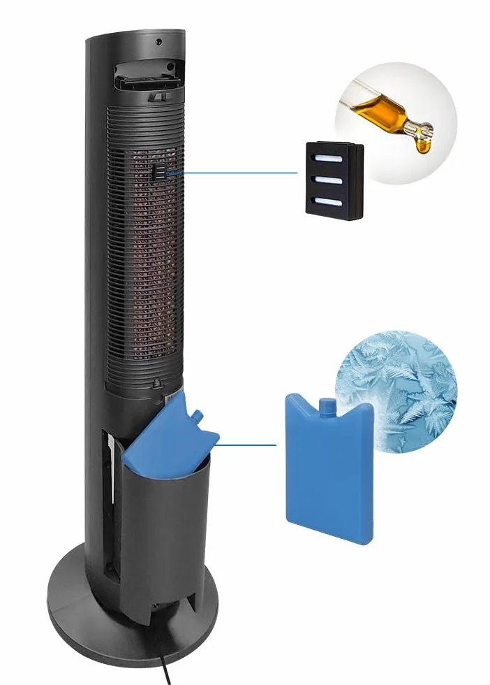 EBERG NEXO klimator wodny 6w1, klimatyzer przenośny WiFi, wentylator kolumnowy z jonizacją, nawilżacz powietrza, chłodzenie ewaporacyjne, antracytowy