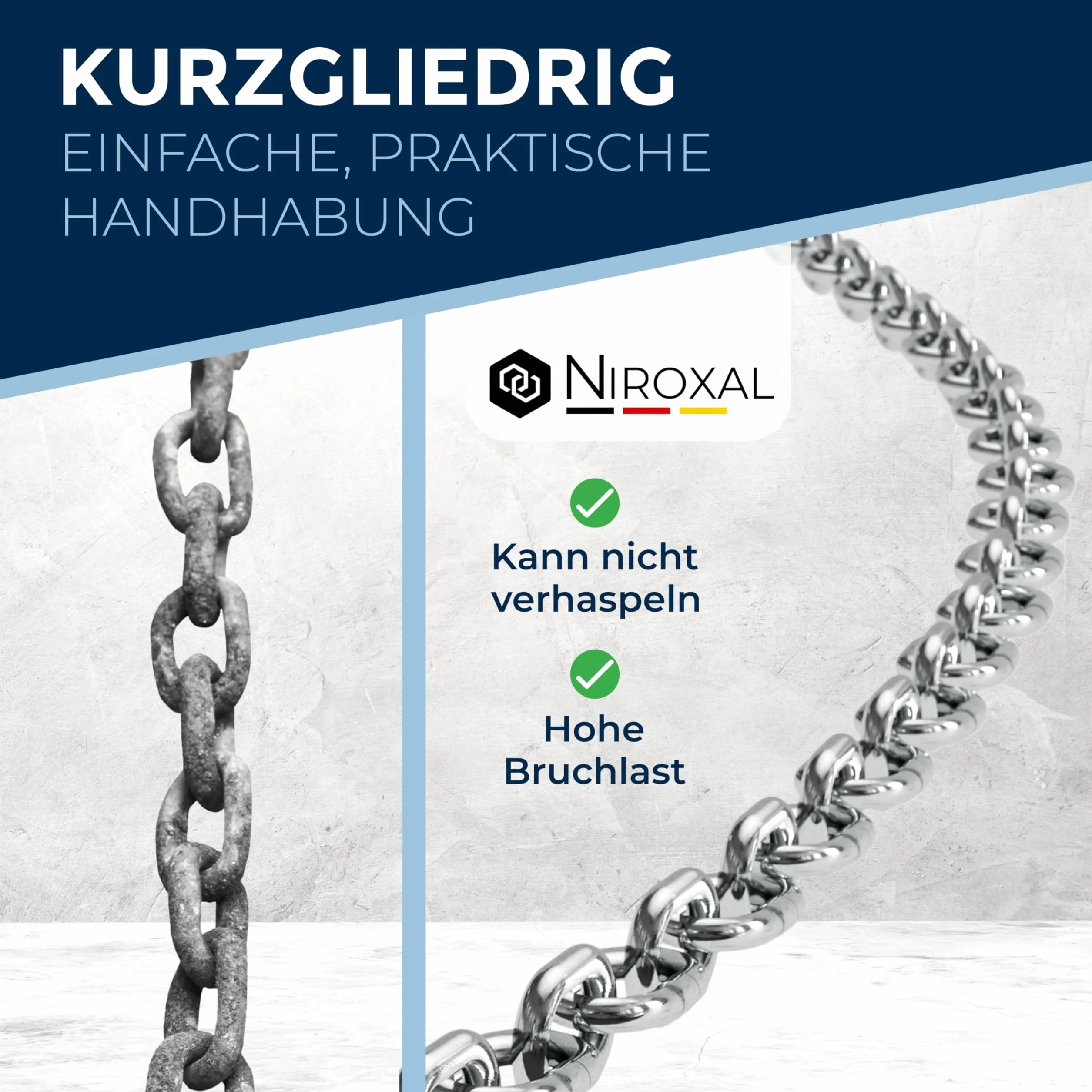 4-metrowa 3mm grubości łańcuch kotwiczny V4A ze stali nierdzewnej, krótkie ogniwa, sprzedawana na metr, łańcuch do huśtawek, DIN 5685, łańcuch przeciwwylewny, DIN 766, łańcuch regencyjny, łańcuch ze