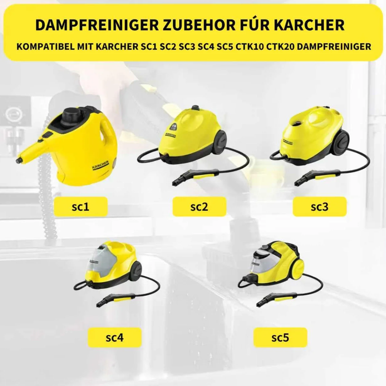 10 sztuk akcesoriów do odkurzacza parowego Kärcher Easyfix SC1, SC2, SC3, SC4, SC5, akcesoria, zestaw szczotek okrągłych, szczotka do czyszczenia parą, części zamienne