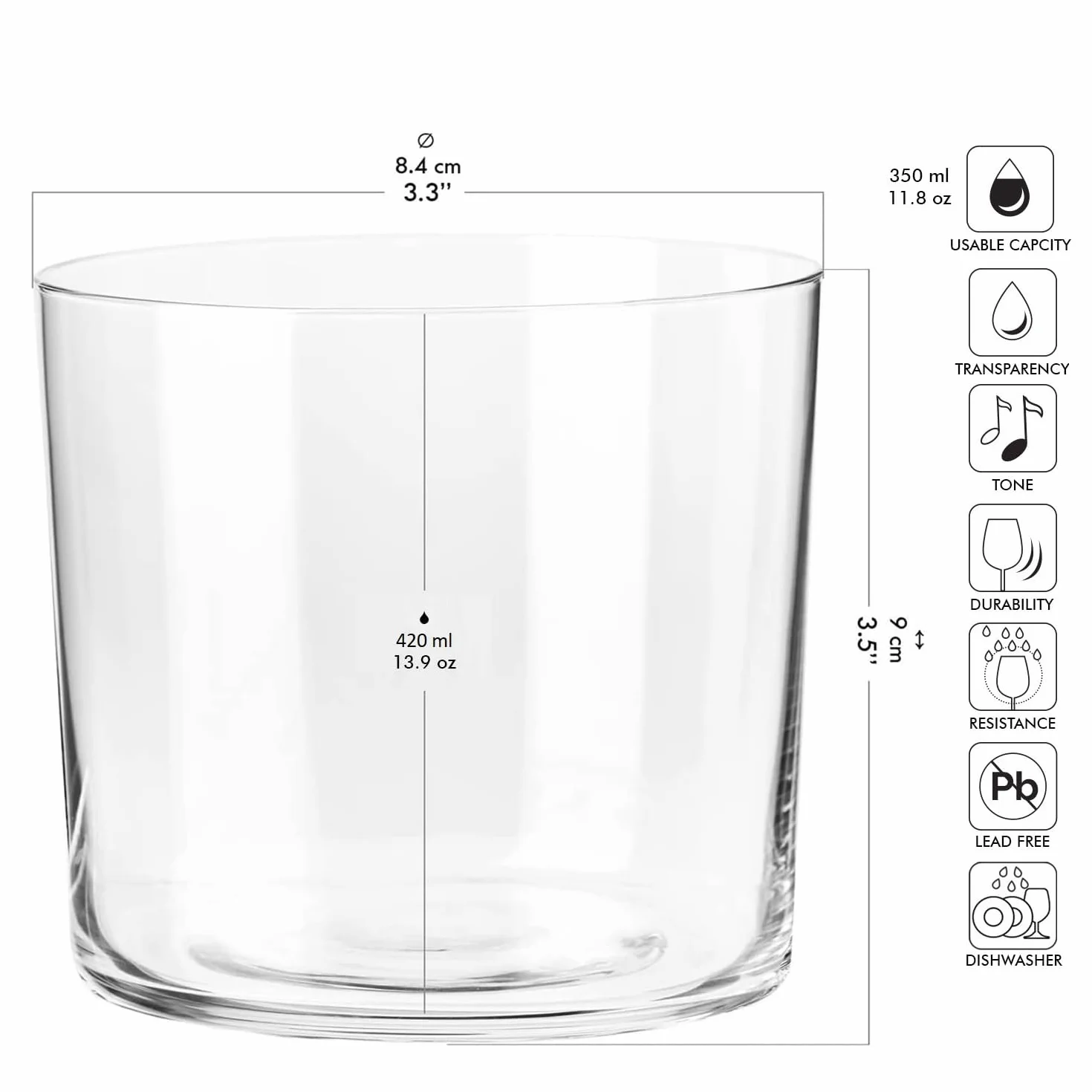 KROSNO Mixology Szklanki do Cydru i Wody 420 ml – Zestaw 6 Sztuk, Cienkie Ścianki, Szkło Kryształowe Bezołowiowe