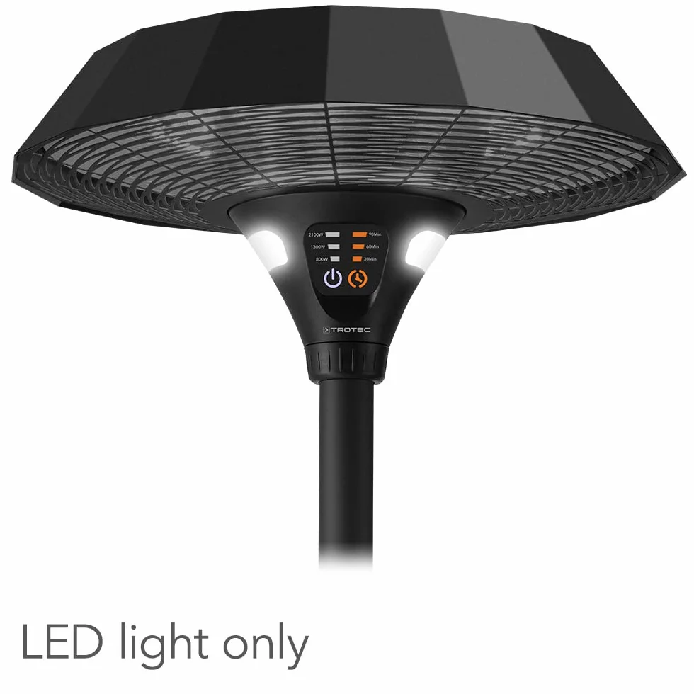 TROTEC IRS 2110 Stojący promiennik ciepła na podczerwień 3 stopnie ogrzewania maks. moc 2100 W dystrybucja ciepła 360° regulacja wysokości energooszczędny