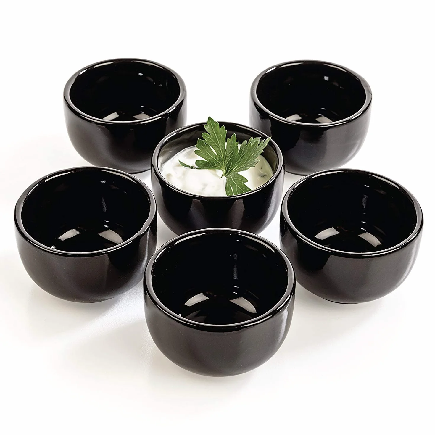 Kuro miseczki na sosy zestaw 6 sztuk czarne kamionka Ø 6 x 4 cm do sushi i sosu sojowego