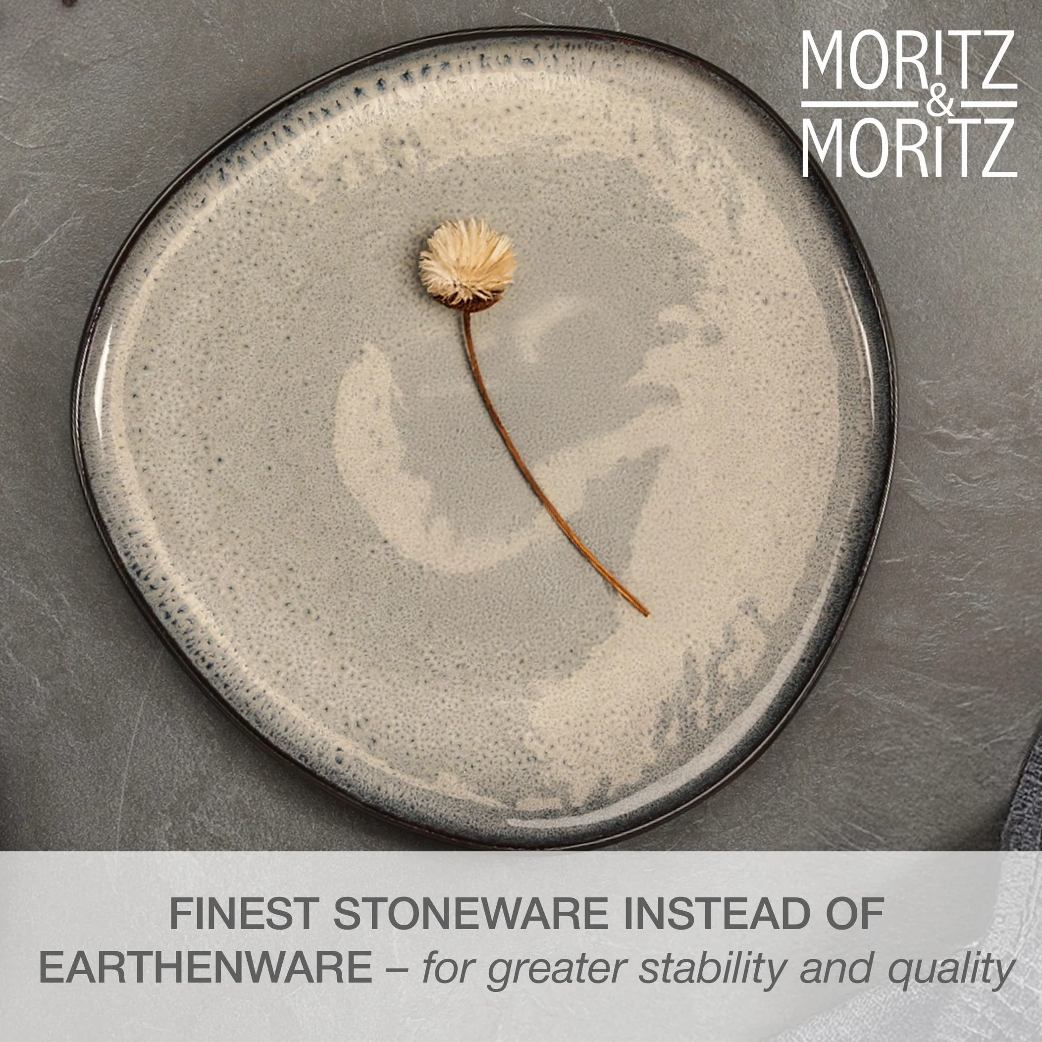 Moritz & Moritz ORGANIC zestaw talerzy do serwowania – 2 x duże talerze z wysokiej jakości kamionki, nowoczesne i ponadczasowe, nadają się do kuchenki mikrofalowej i mycia w zmywarce – idealne do