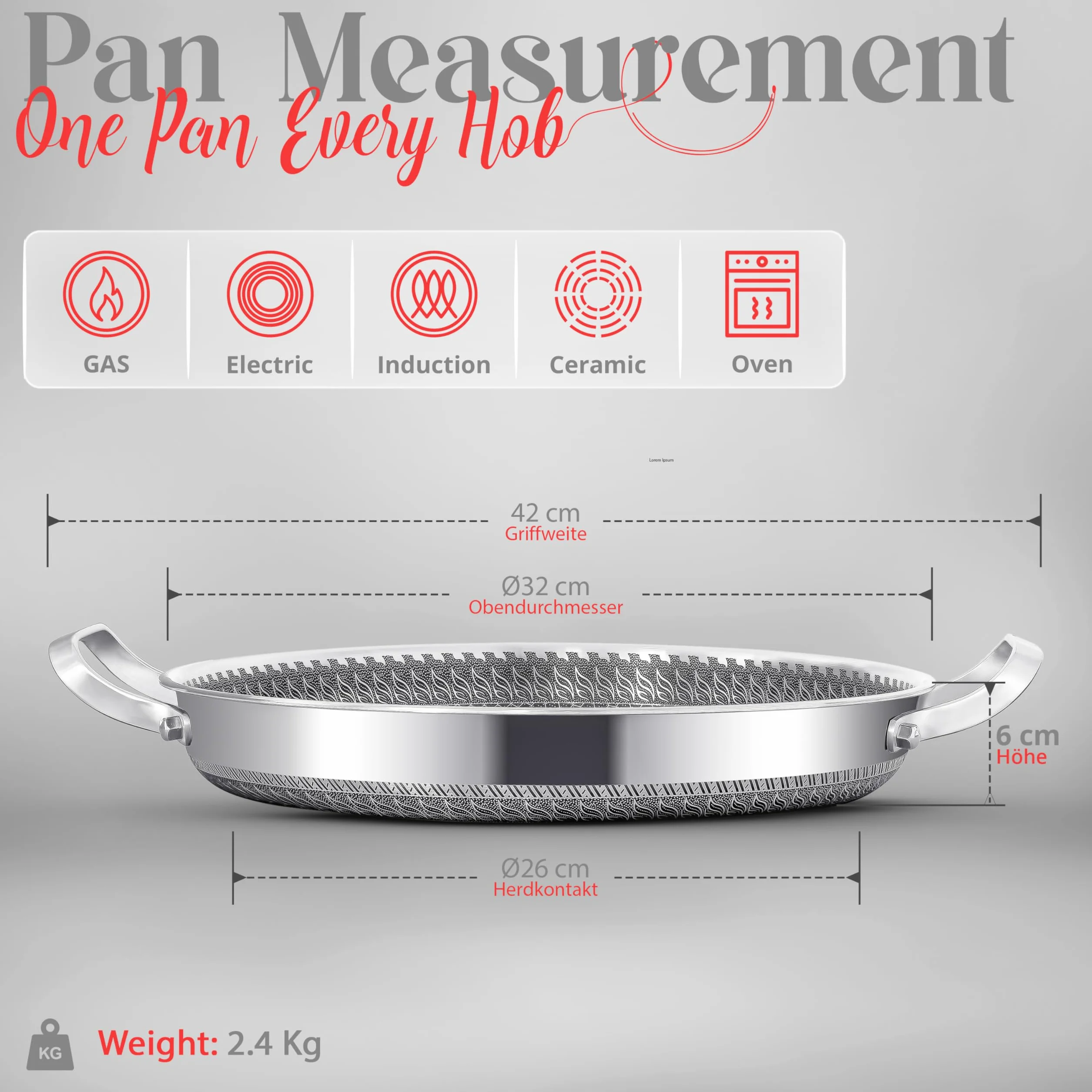 INTIGNIS Patelnia do paella lub z pokrywką piekarnika – smażenie, pieczenie, patelnia z nierdzewnej stali 32 cm, technologia Greblon