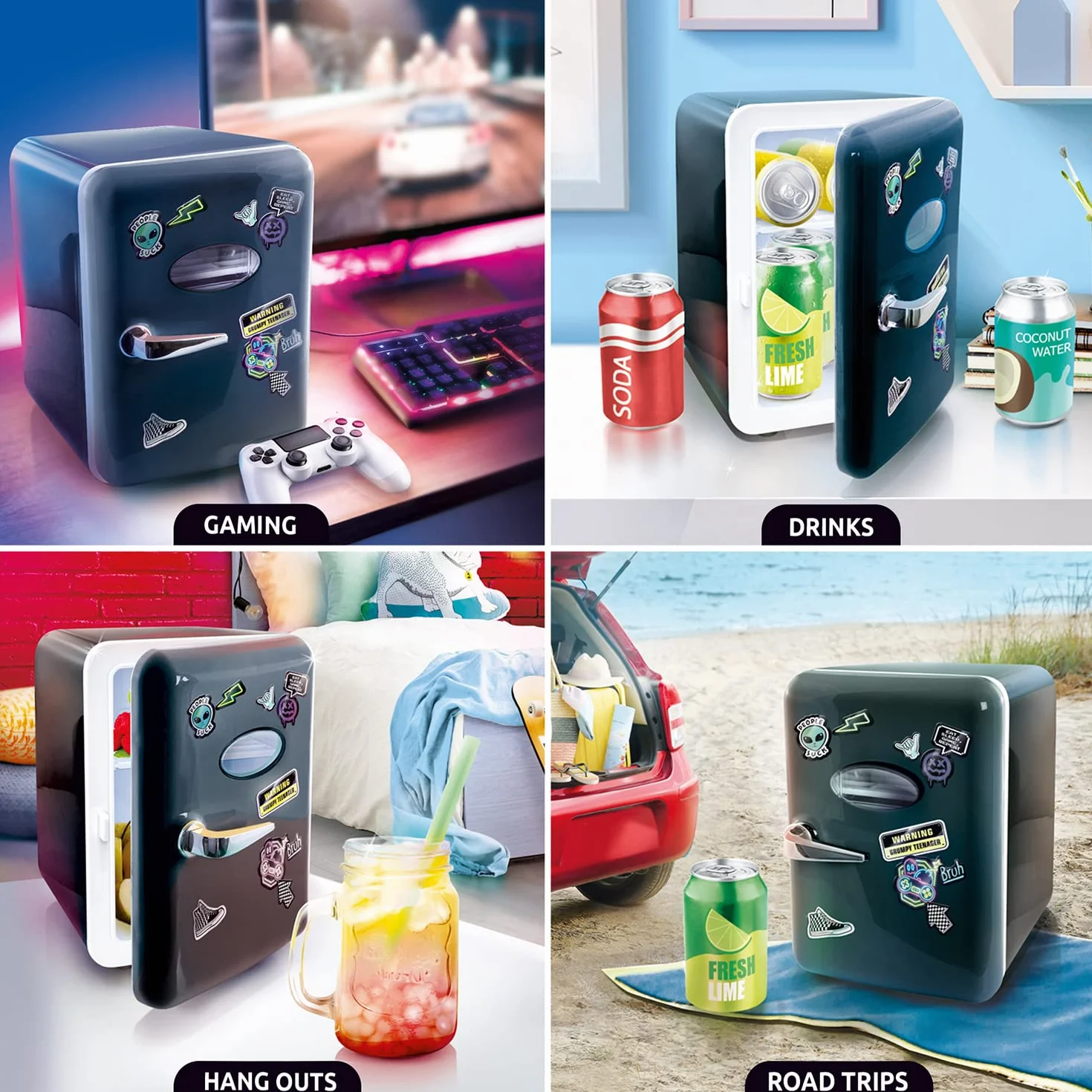 Canal Toys - Mini Lodówka Gamer Ładowarka USB, pojemność 4L - Czarny - INF 038