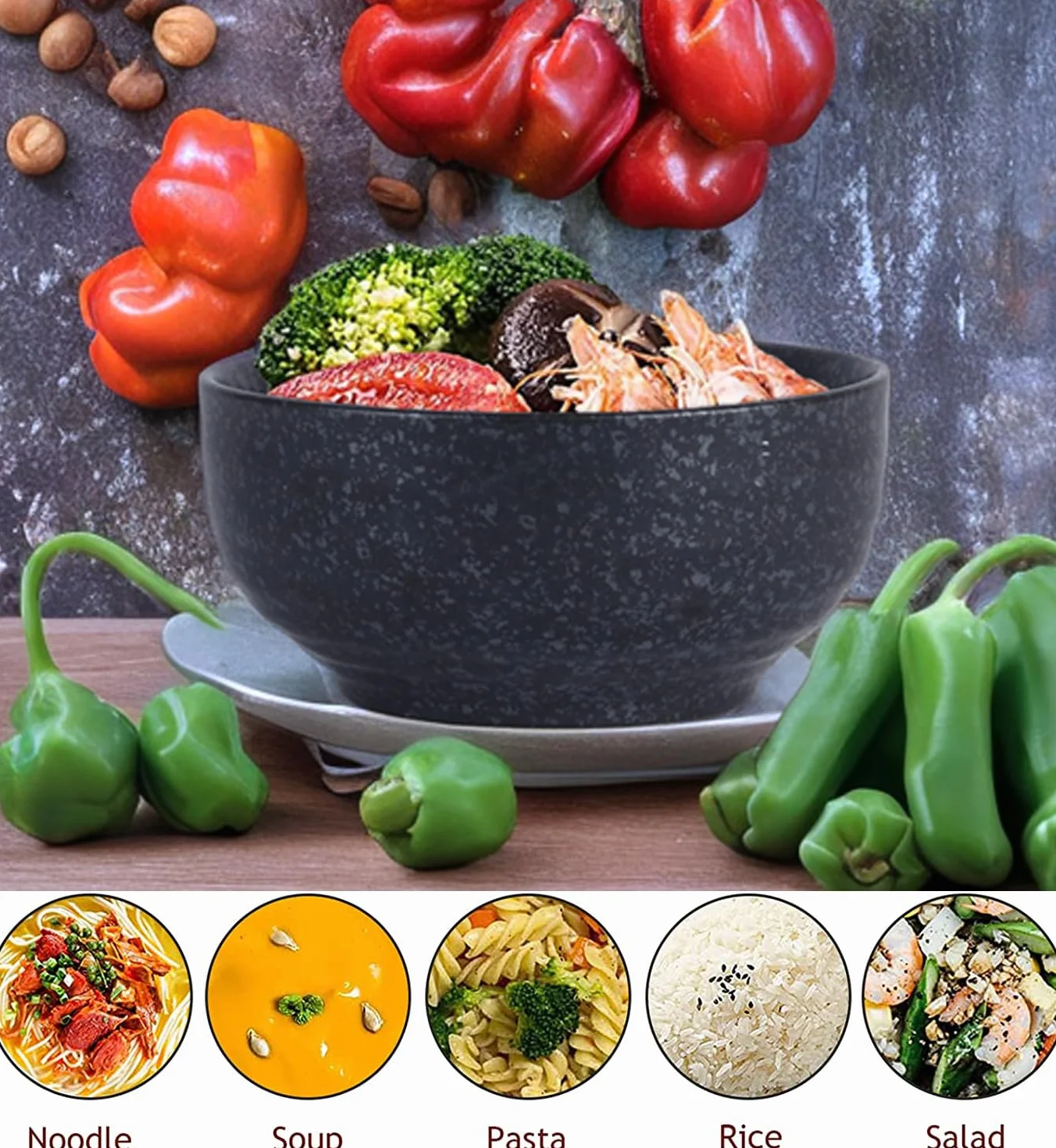 Ramen Bowls, zestaw misek ramen z łyżeczką pałeczek, japońska miska ramen z ceramiki, miski na zupę, salaterki