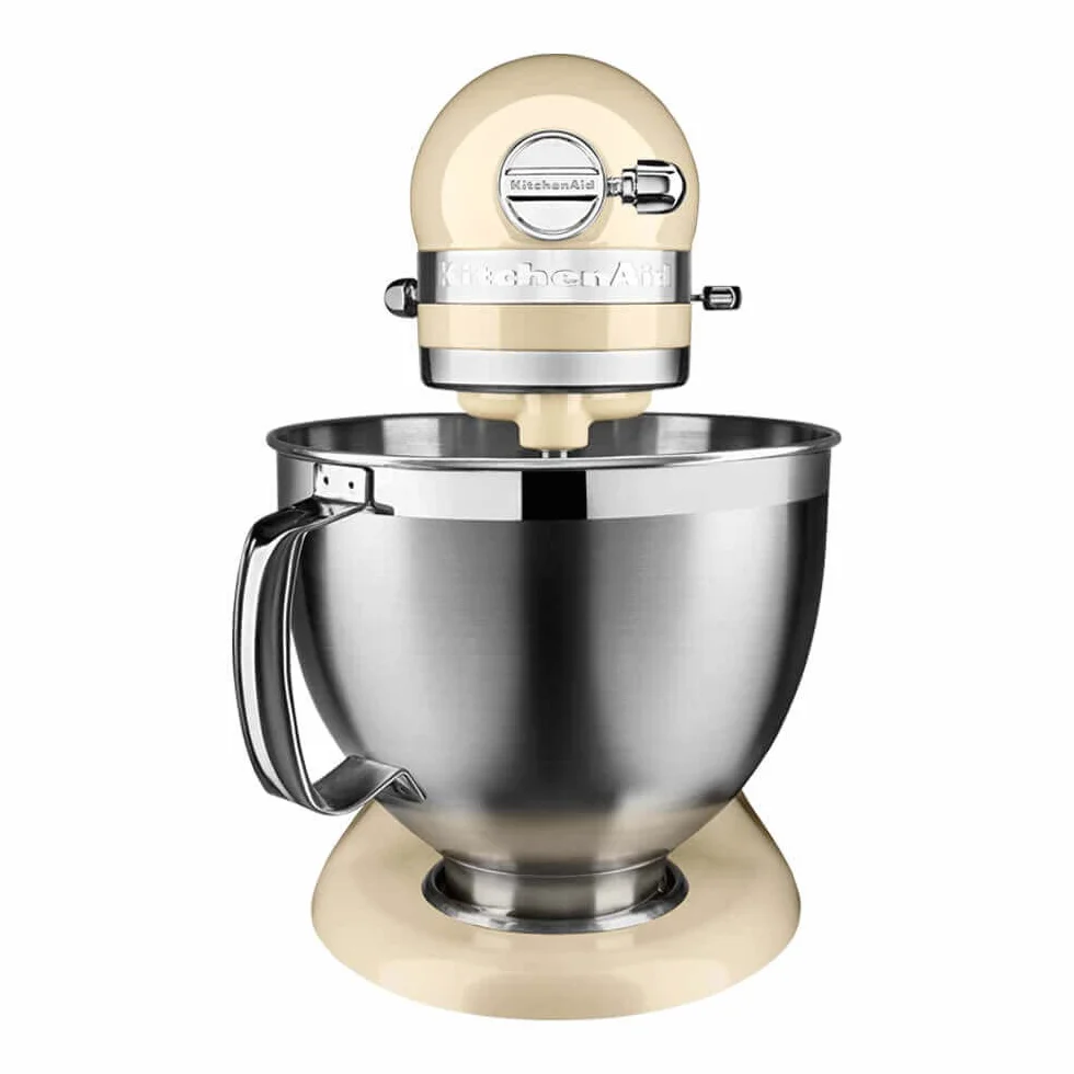 KitchenAid Robot kuchenny – Artisan – przechylany procesor spożywczy – maszyna do wyrabiania ciasta z 2 miskami i 3 akcesoriami ze stali nierdzewnej – 4,8 l – kremowy