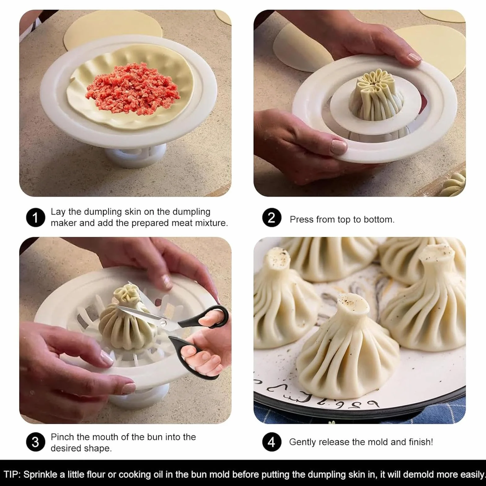 Baozi maszynka do robienia pierogów, krajalnica do skórki makaronu, ręczna prasa do ciasta, narzędzie kuchenne klasy spożywczej, zestaw foremek o wielu kształtach, solidna, łatwa do czyszczenia