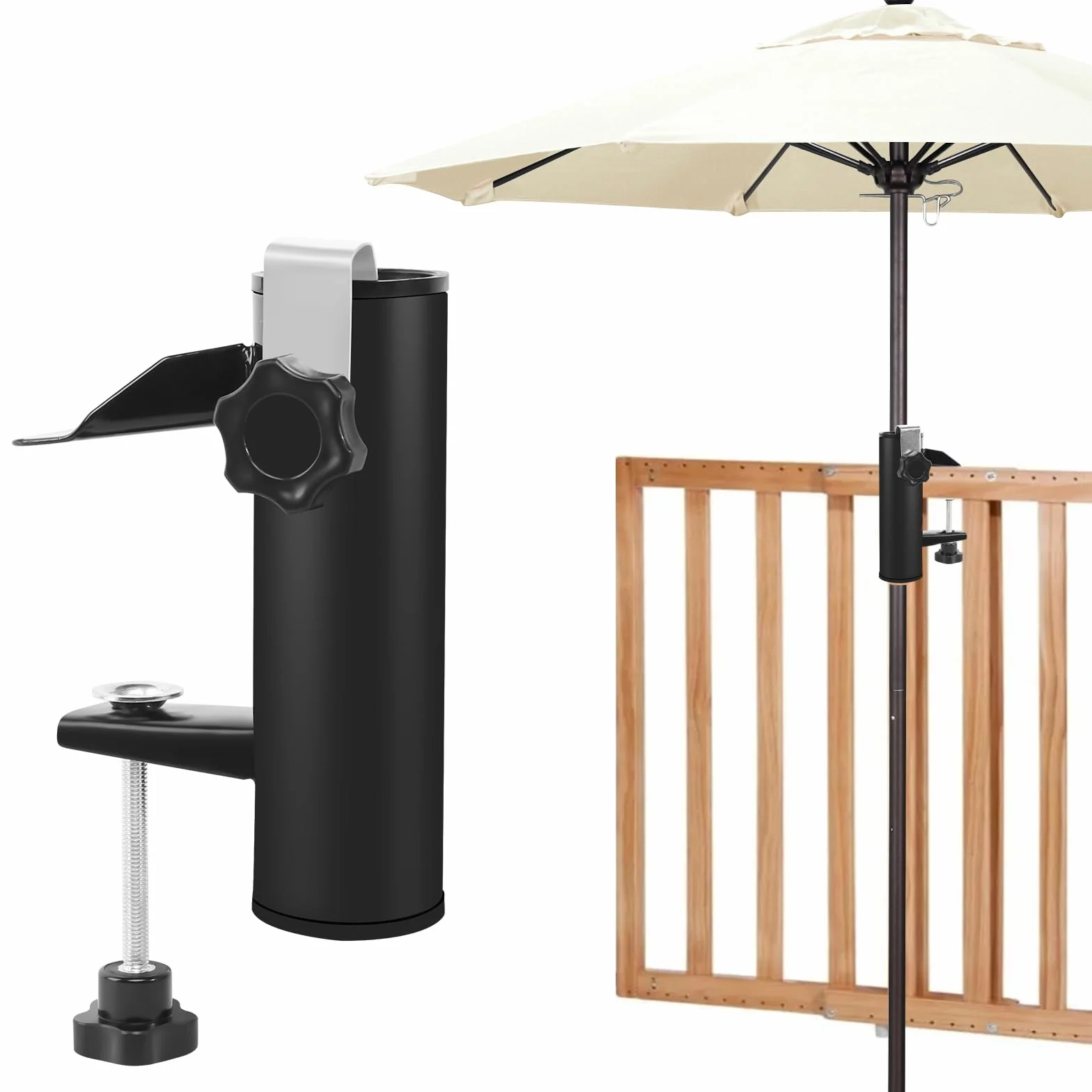 DELAESI Uchwyt na parasol przeciwsłoneczny, uchwyt na balkonowy parasol, uchwyt na balustradzie balkonu, uchwyt na parasol przeciwsłoneczny, uchwyt na balkon, taras lub stół, camping