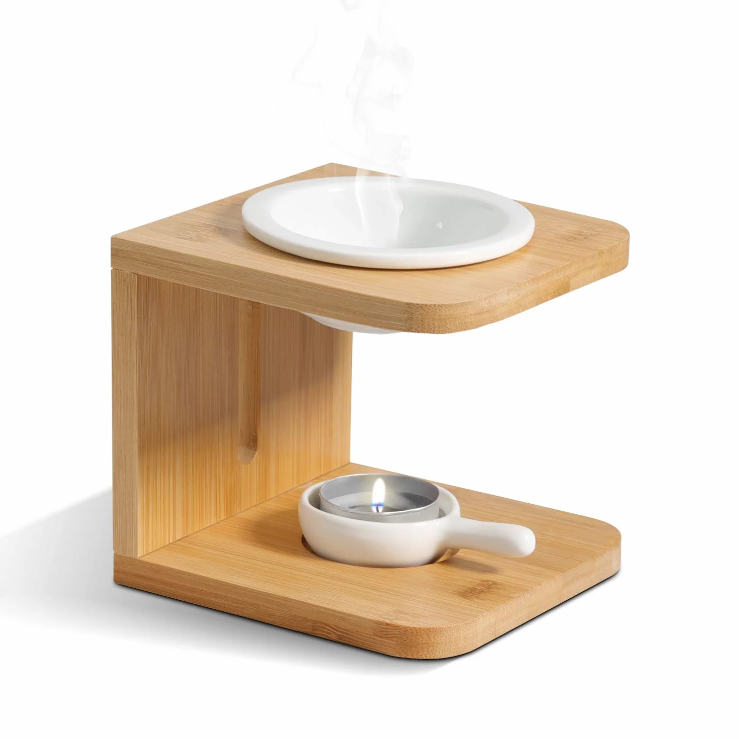 ComSaf Zestaw 1 ceramicznego palnika olejków eterycznych, podgrzewacz do topienia pachnącego wosku z uchwytem na świece typu tealight, dekoracyjny palnik aromaterapeutyczny, do domu, biura, na
