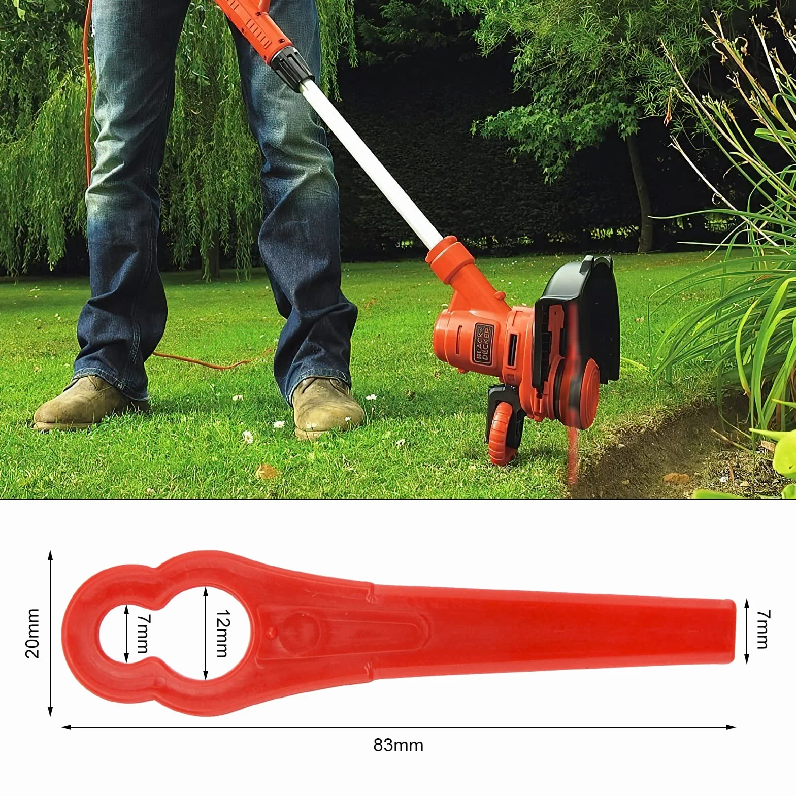 Zestaw noży zapasowych, akcesoria do podkaszarki do trawy, 100 szt., noże z tworzywa sztucznego, noże wymienne z tworzywa sztucznego do GE-CT 18 Li Kit/Li-Solo, GC-CT 18/24 Li-Solo/Li P-Solo/Li P Kit