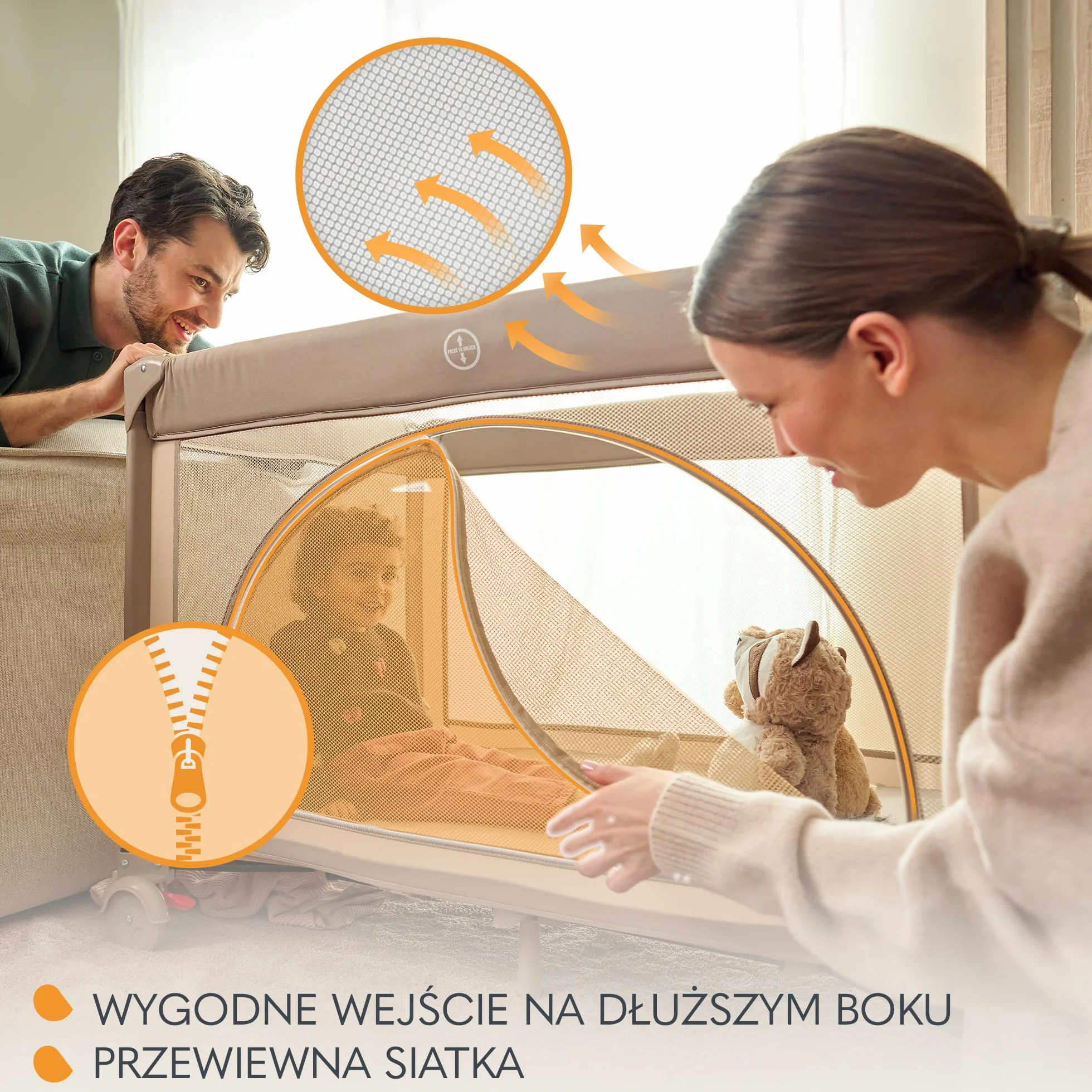 LIONELO LAURA Łóżeczko Turystyczne 2w1 do 15 Kg Kojec dziecięcy od 0 do 36 miesięcy Boczne Wejście Piankowy Materac T25, 2 Poziomy Wysokości, Torba Podróżna, Koła z Hamulcem