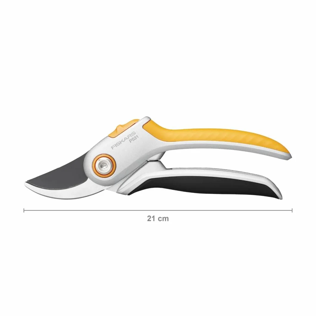 Fiskars Sekator boczny do świeżych gałęzi i gałązek, powłoka antyadhezyjna, stalowe ostrza/aluminiowe rączki, czarny/pomarańczowy, Plus, P531, 1057168