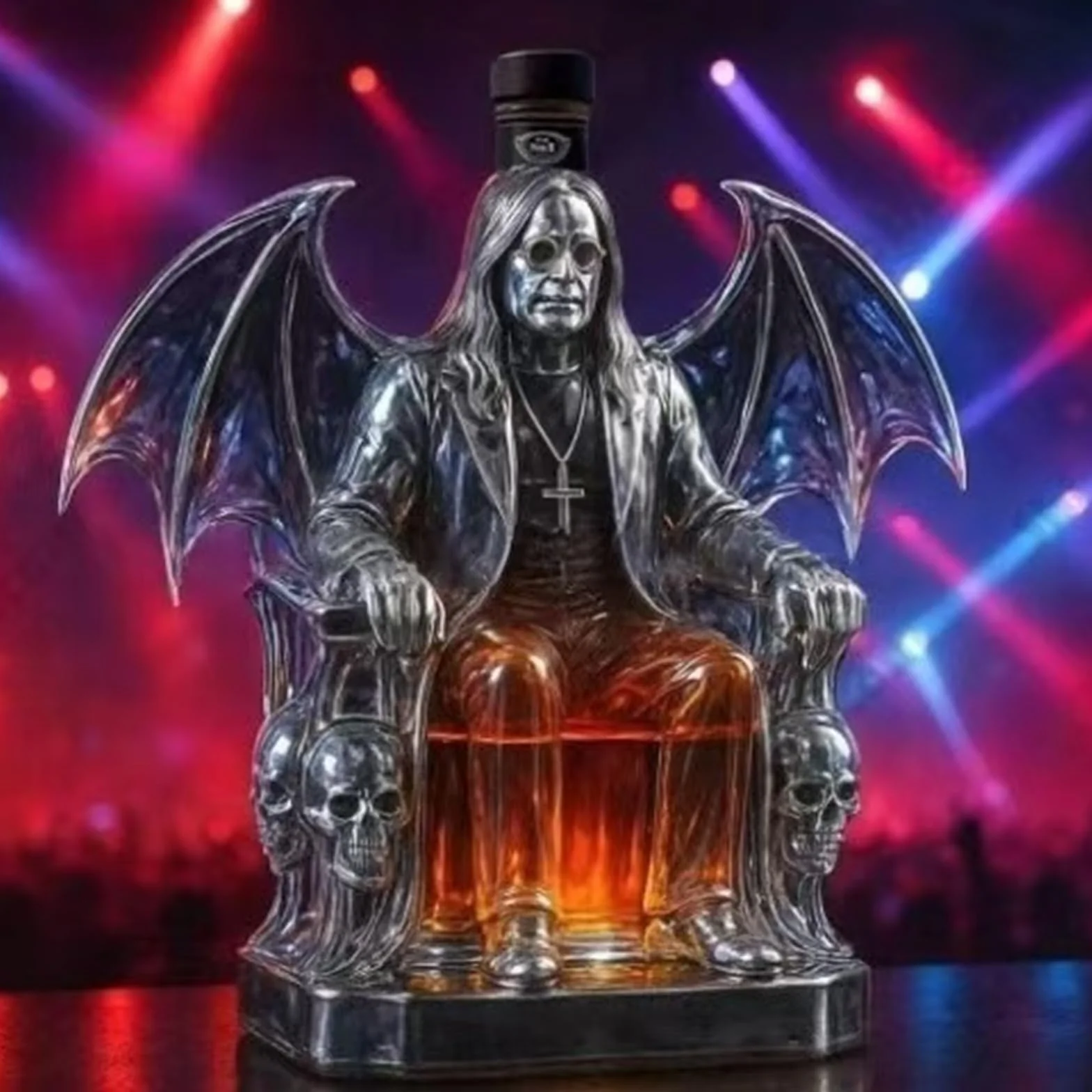 Karafka do whisky 300 ml czarna szklana rzeźba skrzydła ozdoba do domu baru