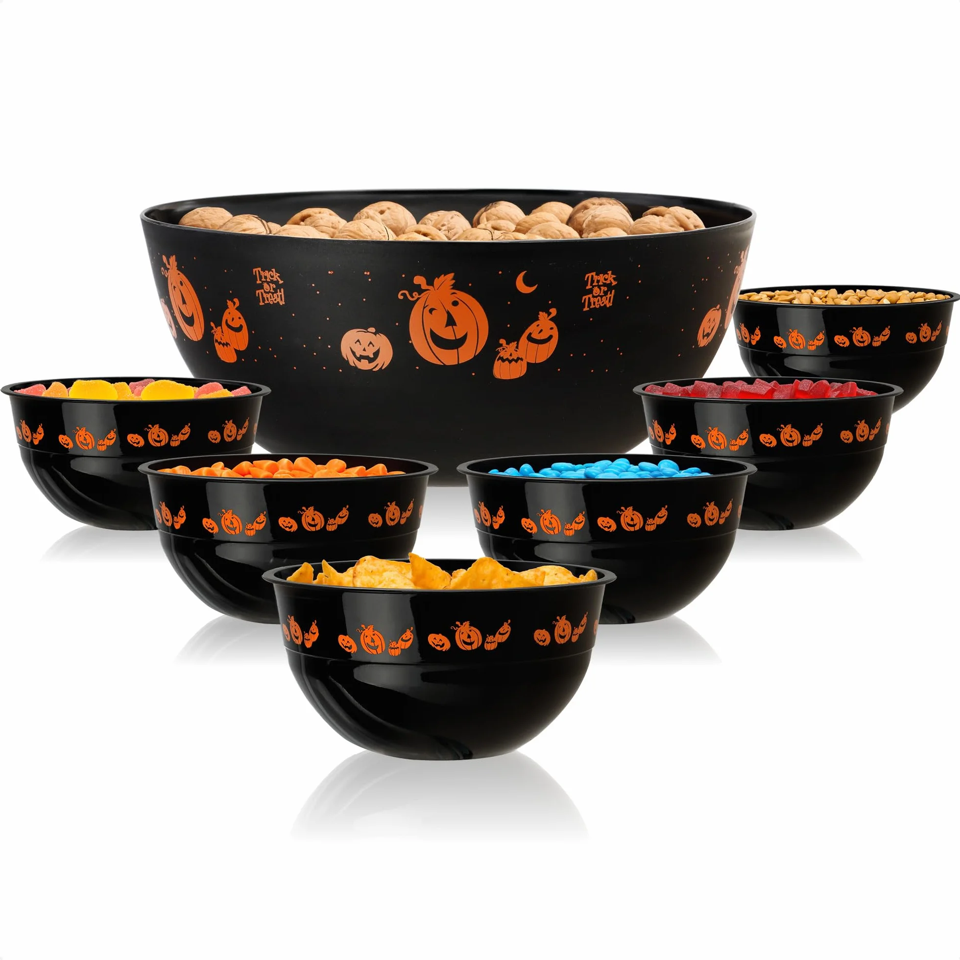 COM-FOUR® 7-częściowy zestaw misek na przekąski Halloween dynie