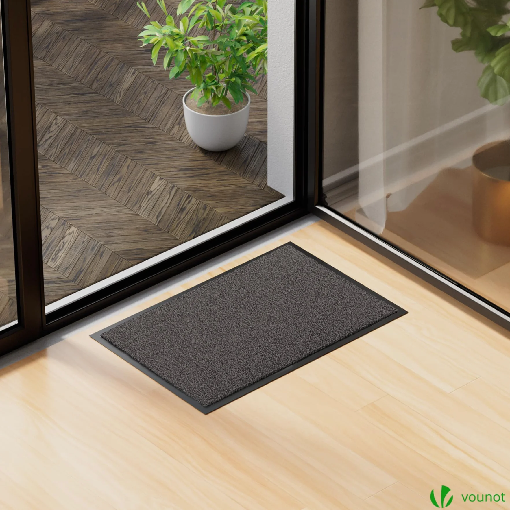 VOUNOT® Wysokiej jakości wycieraczka do wnętrz i na zewnątrz, mata na brud antypoślizgowa, cienki chodnik do przedpokoju i na zewnątrz 40x60 cm, antracytowa