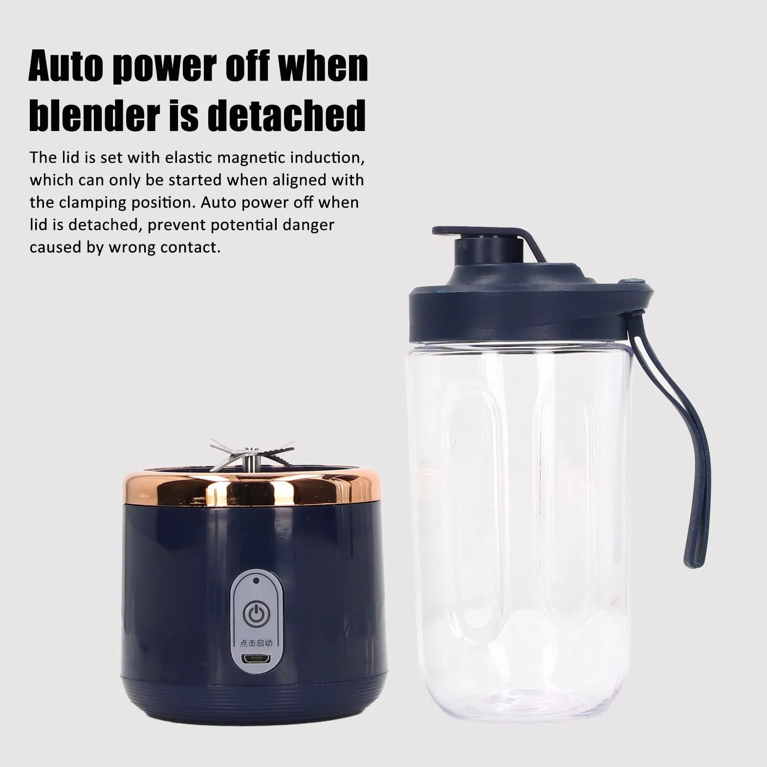 Mini Blender Przenośny 300 ml 22000 Obr./min 1200 mAh USB Akumulator Niebieski