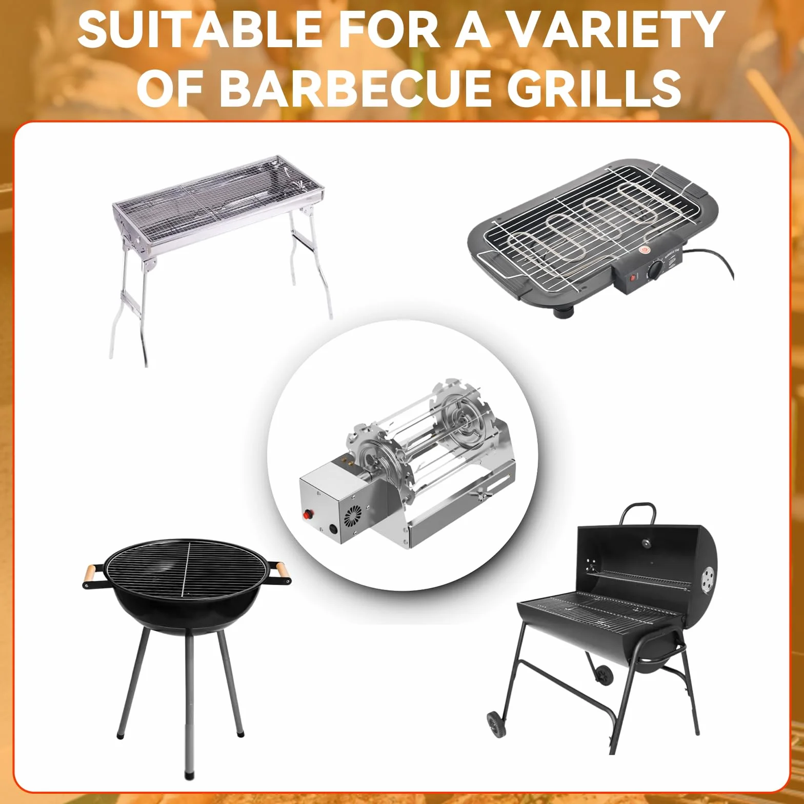 Nikou Rotisserie Grill, automatyczny grill obrotowy do kebabów, szaszłyków i smażenia