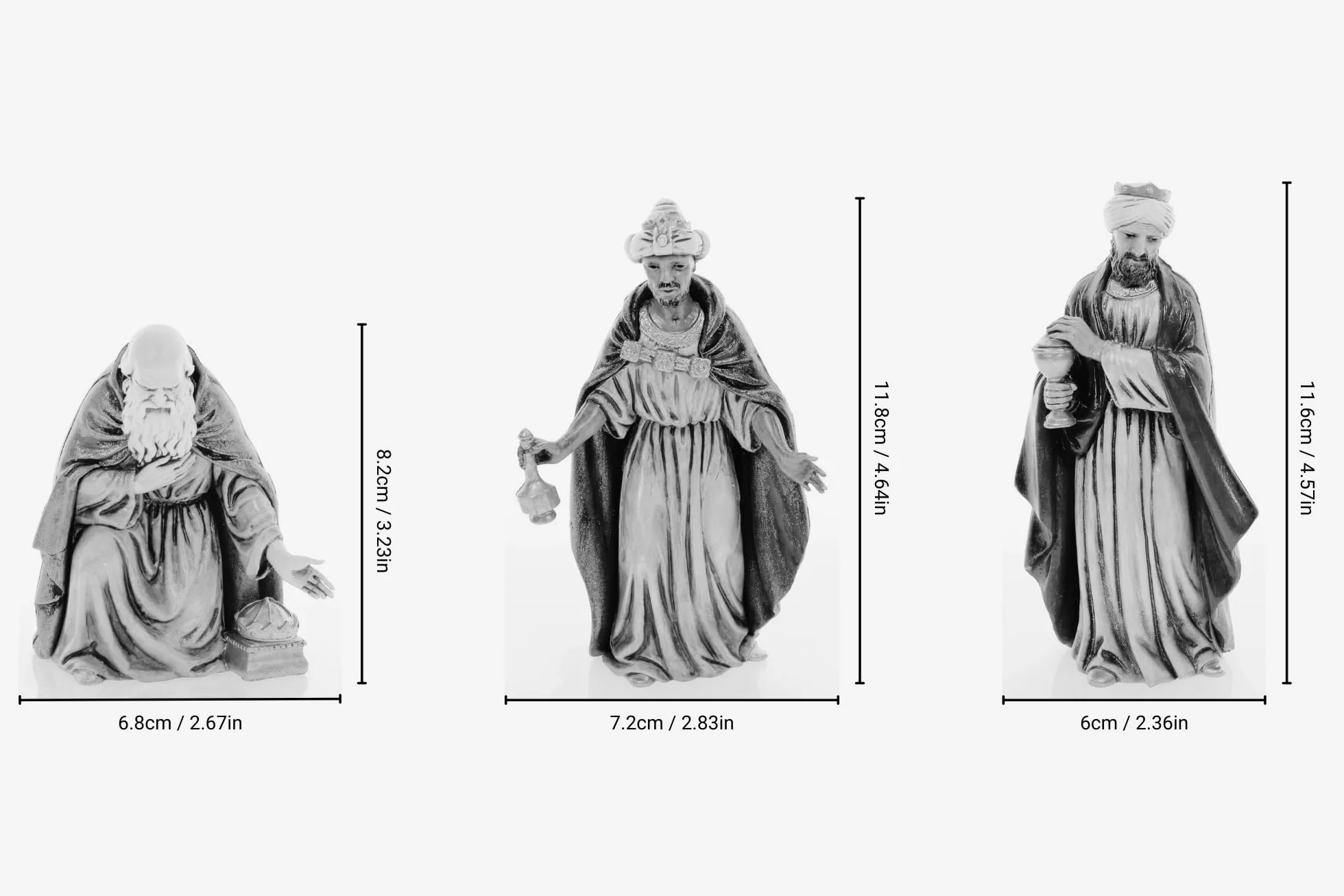 Moranduzzo Tris Król Mędrców do szopki 12 cm w skali 1:15 - Niezniszczalne figurki do szopki - styl 700", ręcznie wykończony obraz, oficjalny produkt, wyprodukowany we Włoszech, rzeźbiarz M. Landi