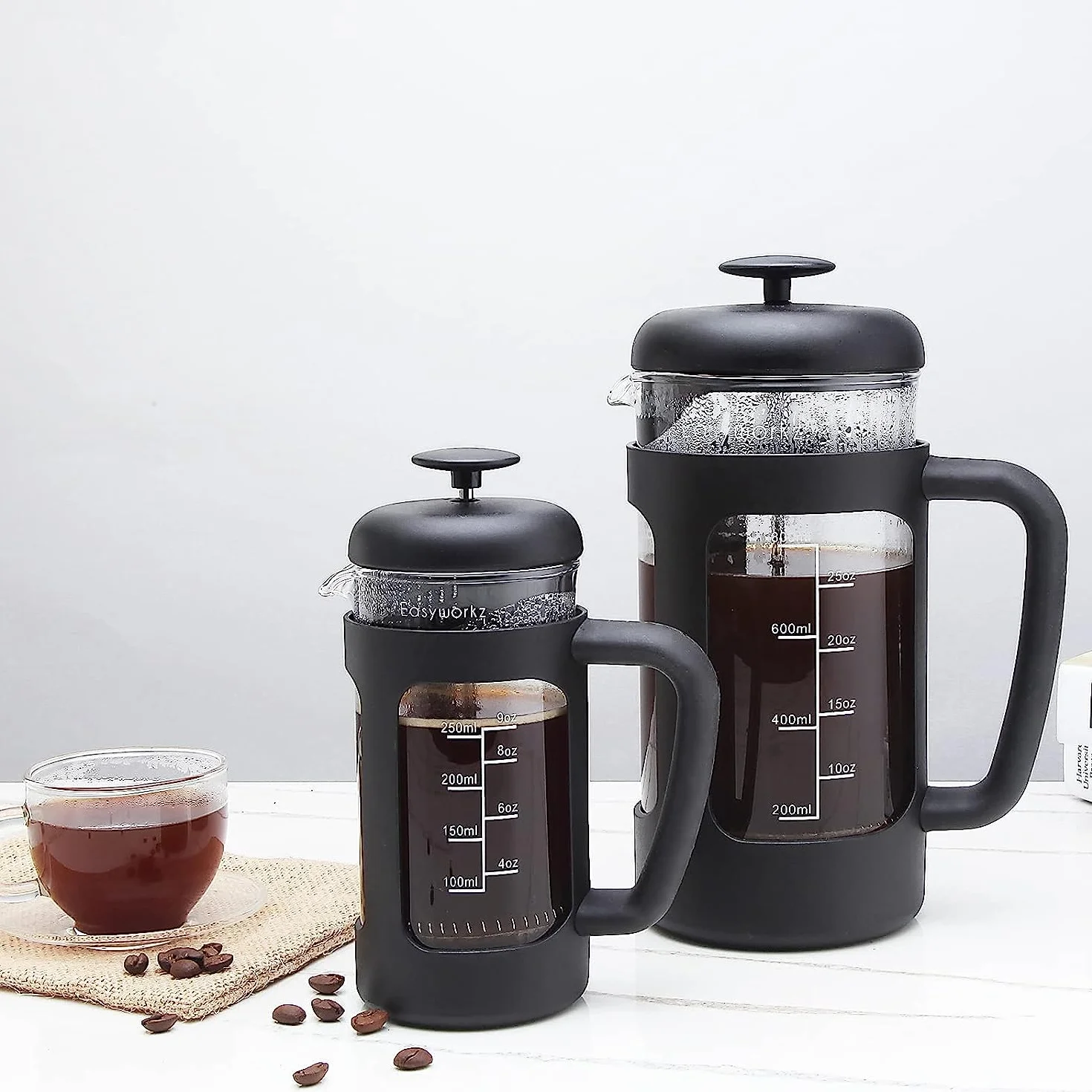 Easyworkz French Press Ekspres do kawy 1000 ml Szkło borokrzemowe Czarna