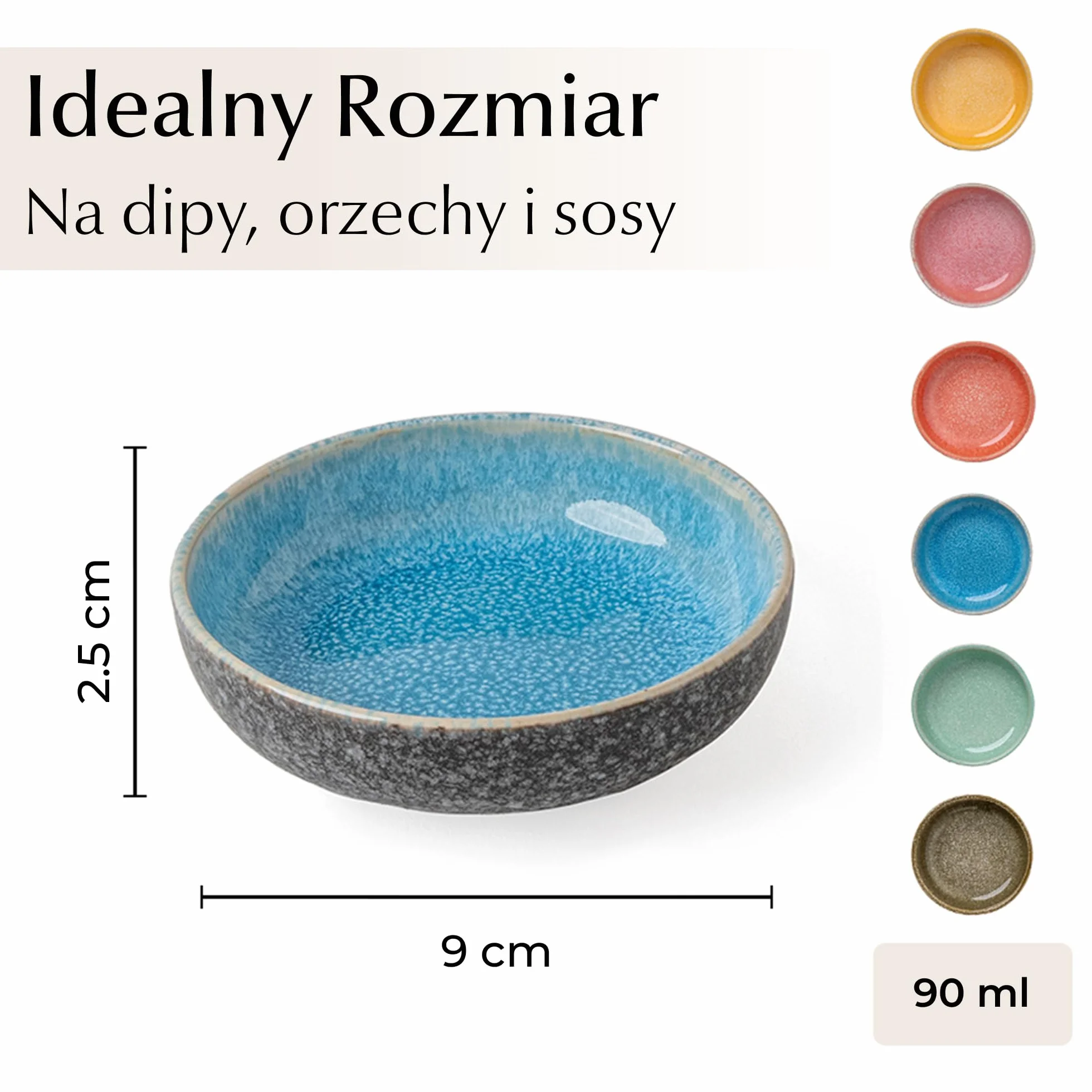 MIAMIO Zestaw 6 Mini Miseczek do Dipa 90 ml Kolekcja Las Palmitas