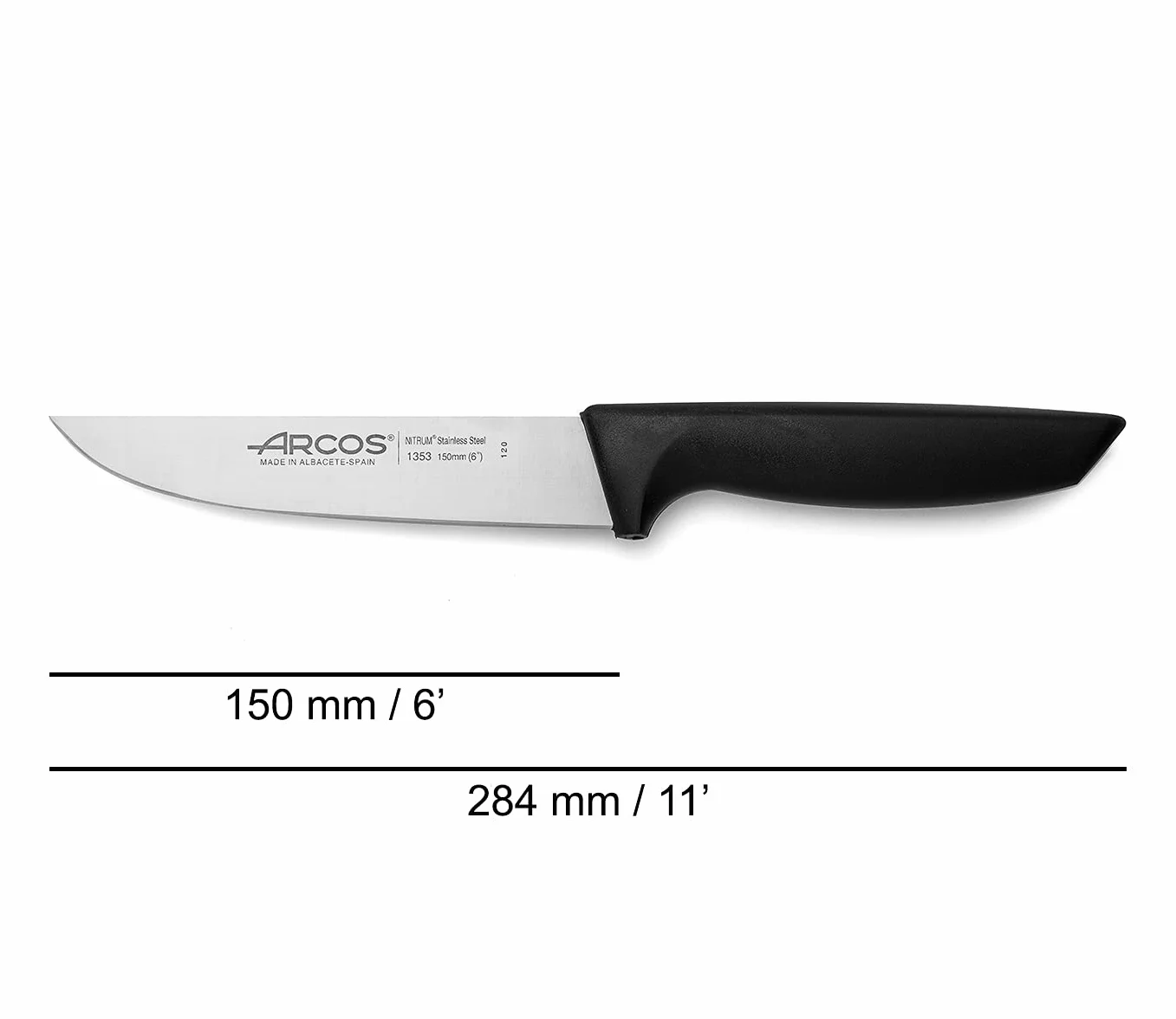 Arcos Nóż kuchenny Niza 135300 - ostrze nierdzewna 150 mm, uchwyt polipropylenowy czarny 18/8