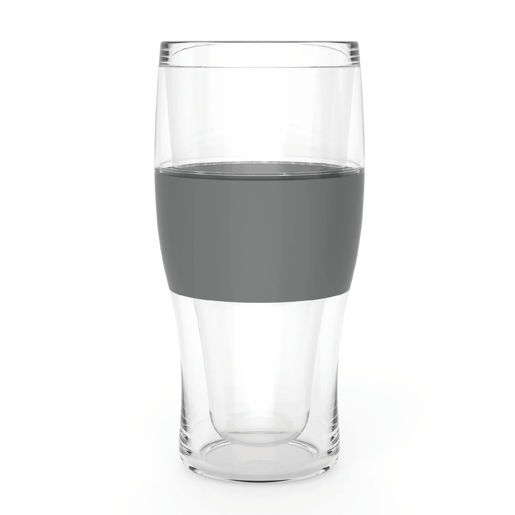 Host Szklanki do piwa Freeze, 473 ml chłodziarka żelowa z podwójną ścianką plastikowy mrożony kufel amerykański (473 ml / .83 pint) szkło, zestaw 2 szt., szare