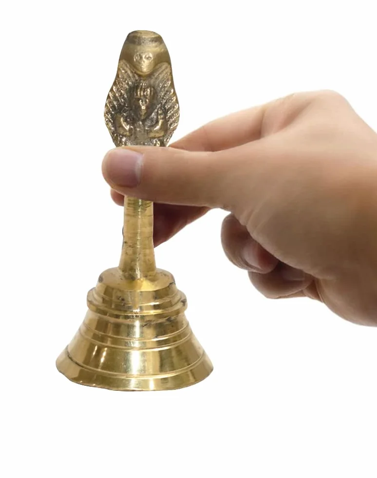 BRACOP® Mosiężny dzwonek Tradycyjny indyjski dzwonek, dzwonek Ozdoba na choinkę Figury metalowe 1 szt. Retro dzwonek Zabytkowy dzwonek ręczny Dzwonek kościelny Dzwonki sań