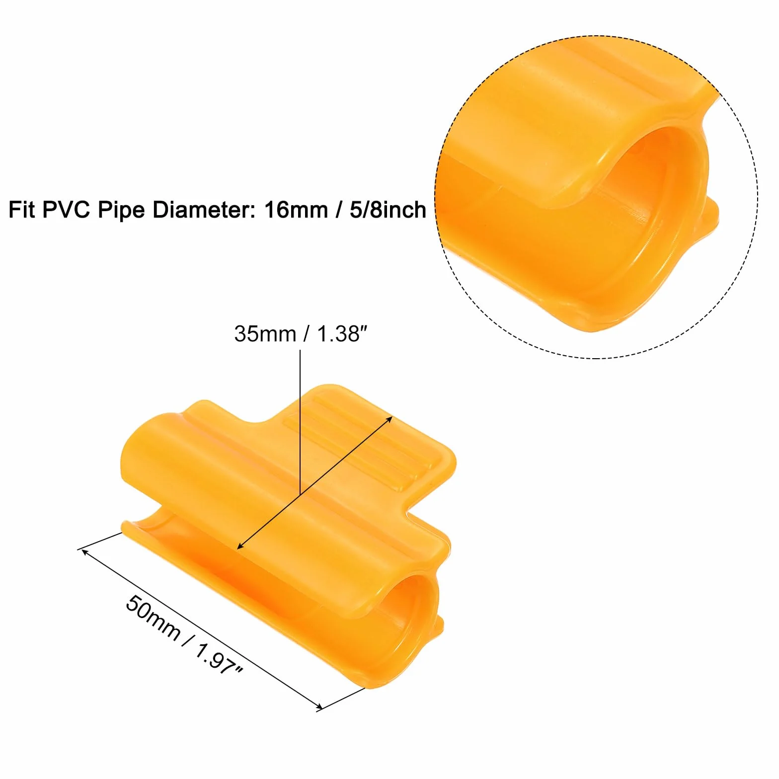 QUARKZMAN Zaciski szklarniowe do rur PCW 5/8", 20 sztuk klipsów do folii szklarniowej, klipsy do prętów zacieniających, łuki ogrodowe do pokrycia rzędów, folia z tworzywa sztucznego (pomarańczowe)